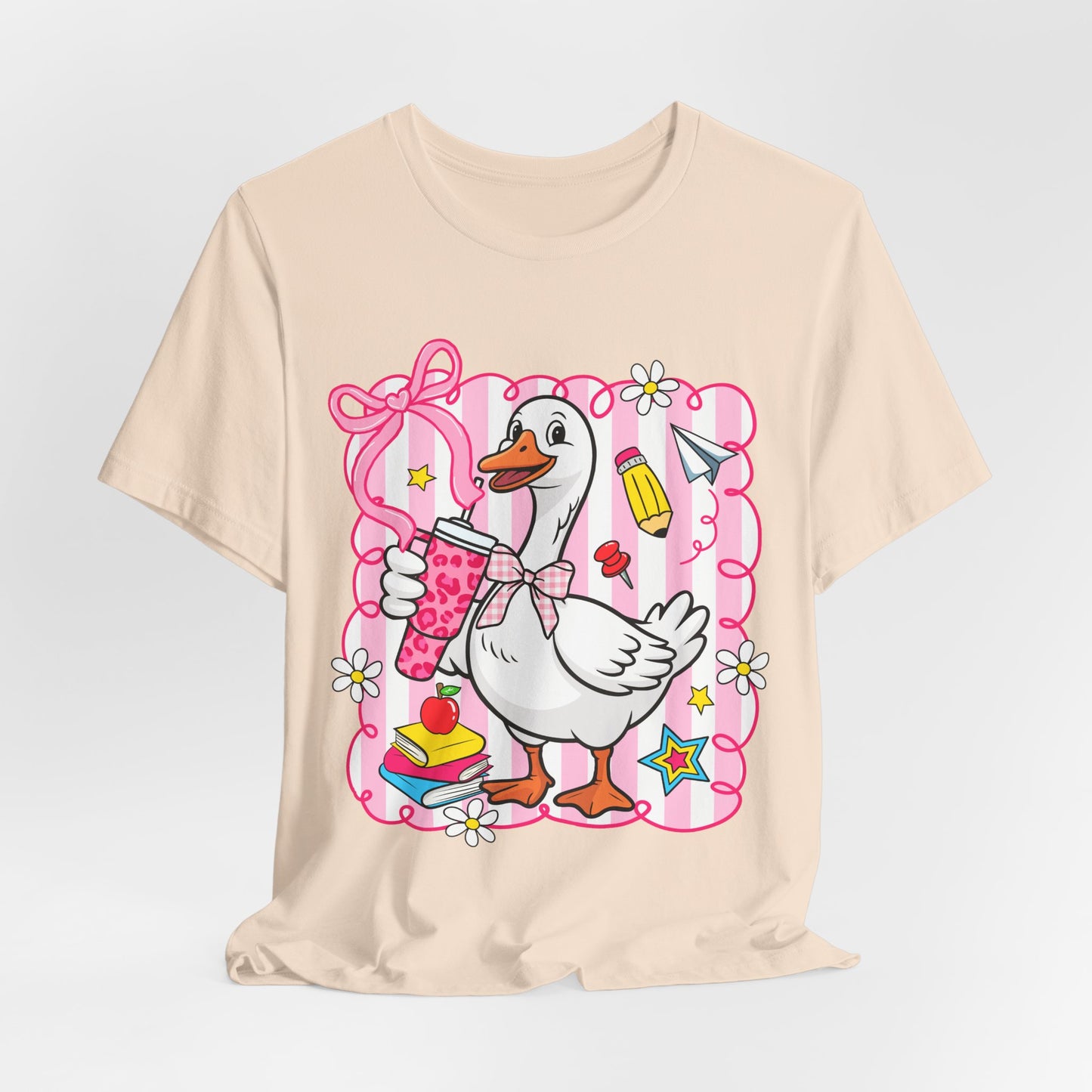 Cute Goose Graphic Tee — School Supplies Back-to-School T-Shirt