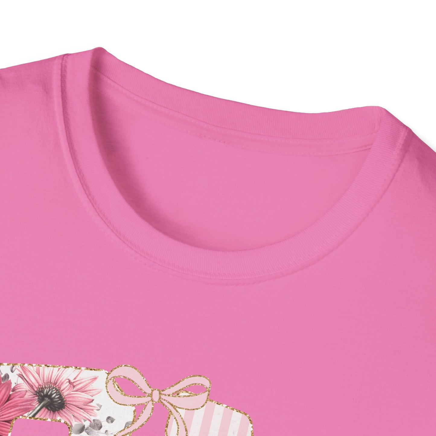 T-Shirt — RN Floral Script Design (Pink Stripes & Roses)