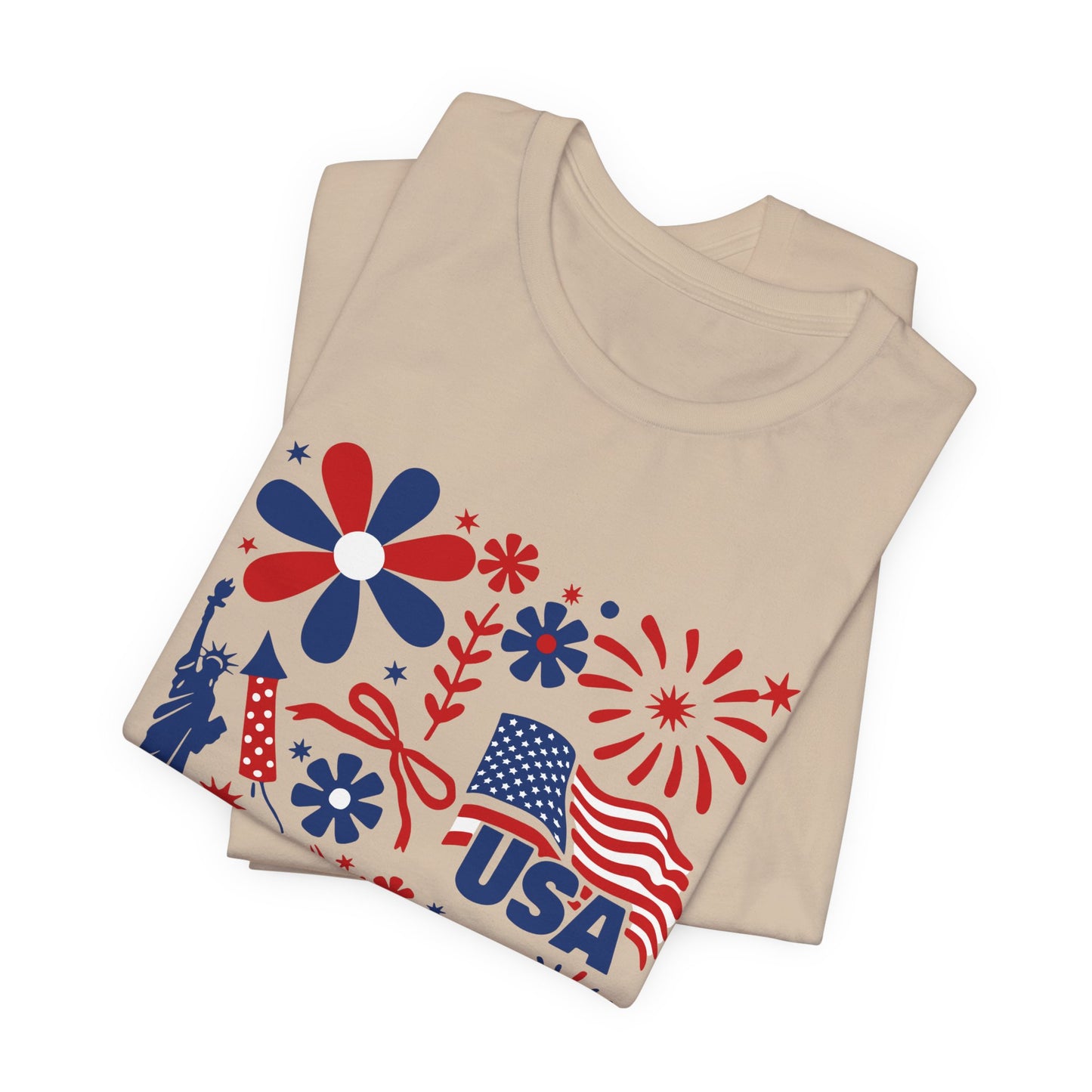 USA Patriotic T-Shirt – Fourth of July Fireworks & Liberty Graphic Tee