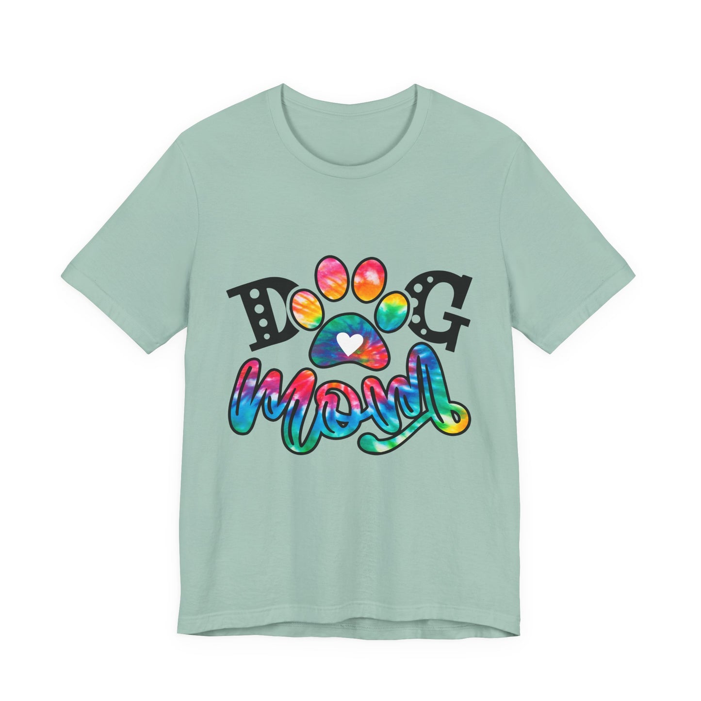 Dog Mom T-Shirt - Colorful Rainbow Paw Design