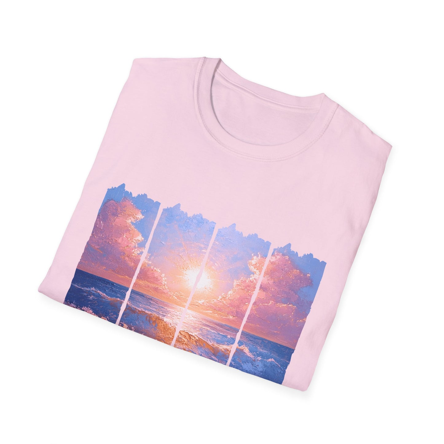 Sunset Ocean Panel T-Shirt — "Pray Without Ceasing" Inspirational Beach Tee
