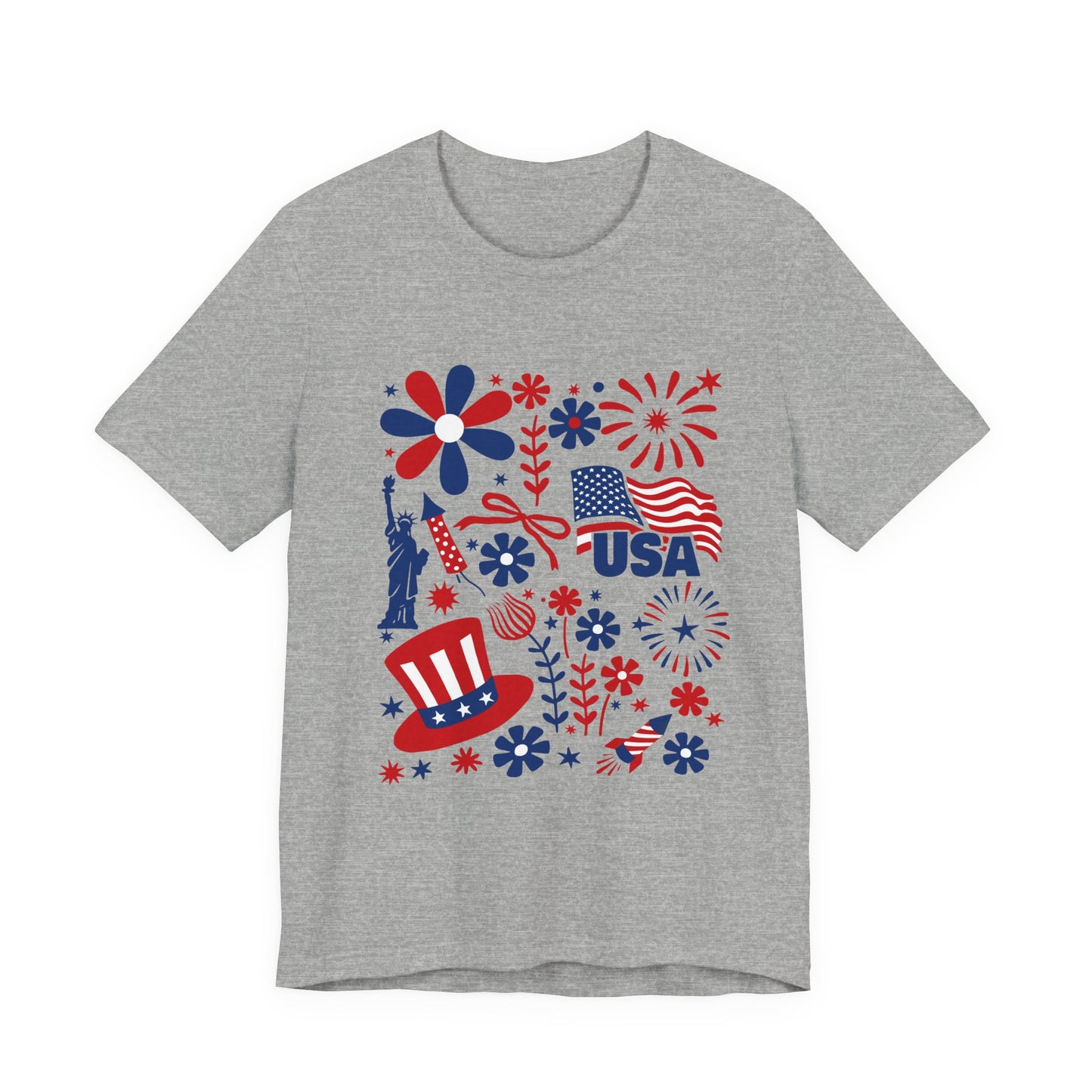 USA Patriotic T-Shirt – Fourth of July Fireworks & Liberty Graphic Tee