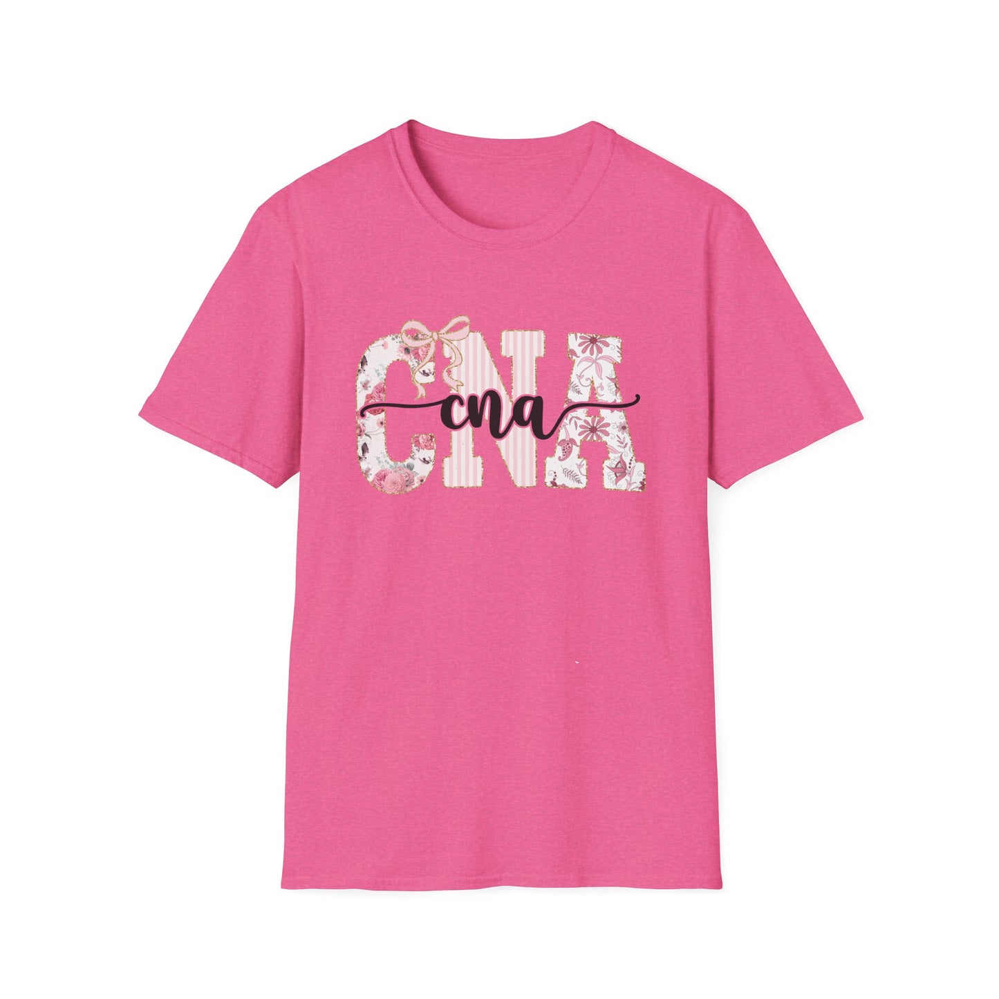 CNA Floral Monogram T-Shirt — Nurse CNA Gift, Pink Floral CNA Tee