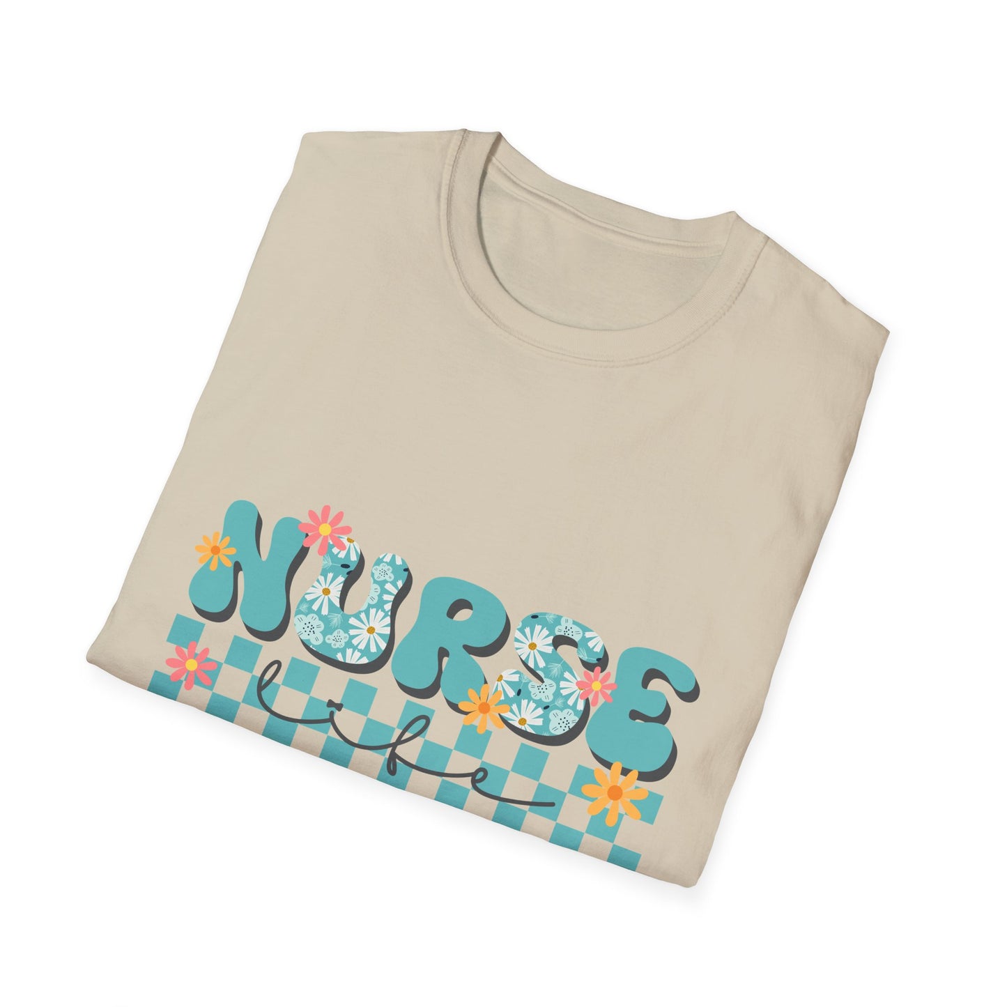 Nurse Floral Checkerboard T-Shirt