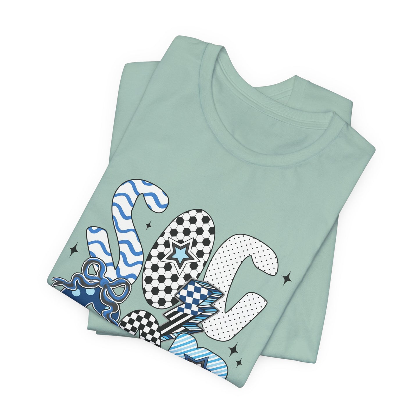 Soccer Mama Graphic Tee — 'Soccer Mama' Blue Patterned Design