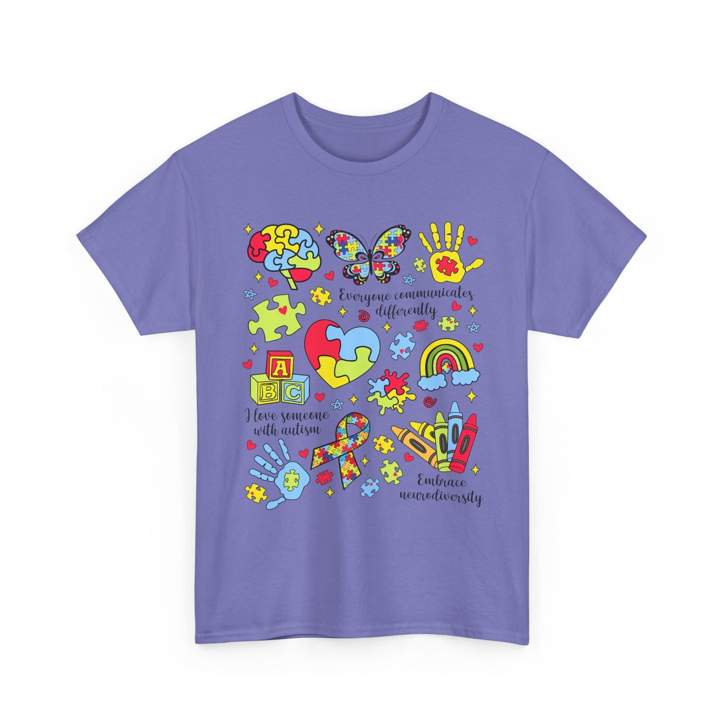 Autism Awareness Graphic Tee — Colorful Puzzle Heart & Hands Design