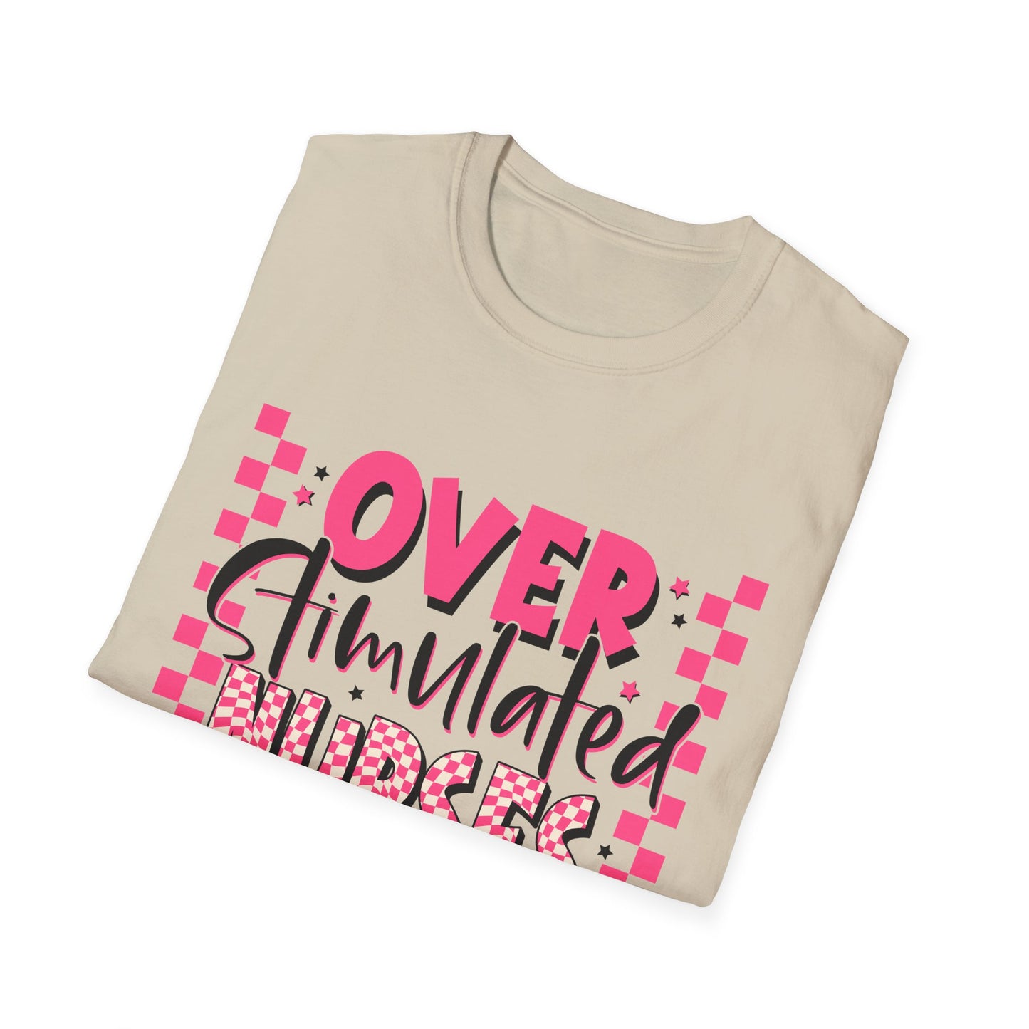 Overstimulated Nurses Club T-Shirt — Funny Pink Nurse Graphic Tee for Healthcare Workers