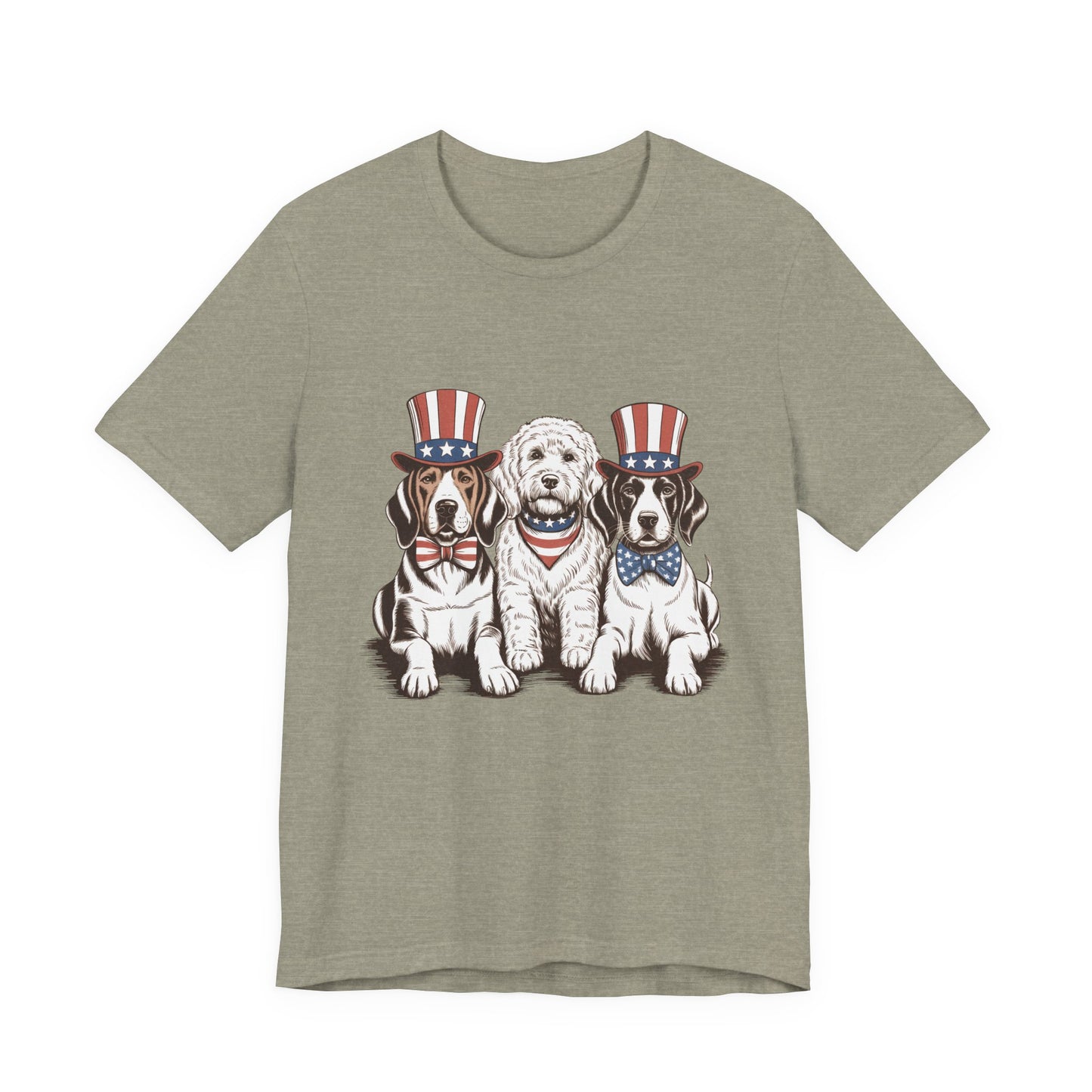 Patriotic Puppies T-Shirt — 4th of July Dog Tee with Uncle Sam Hats