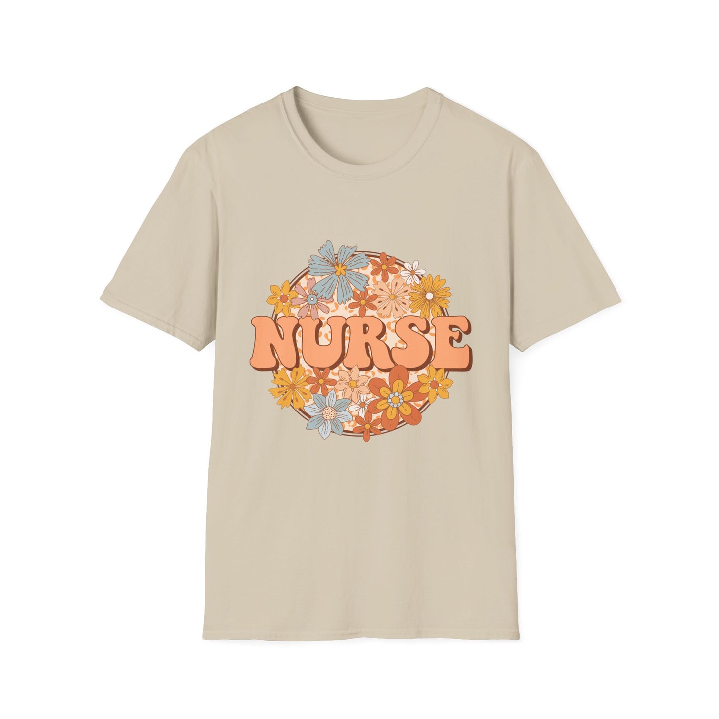 Nurse Floral Retro Tee — "NURSE" Vintage Flower Graphic T-Shirt
