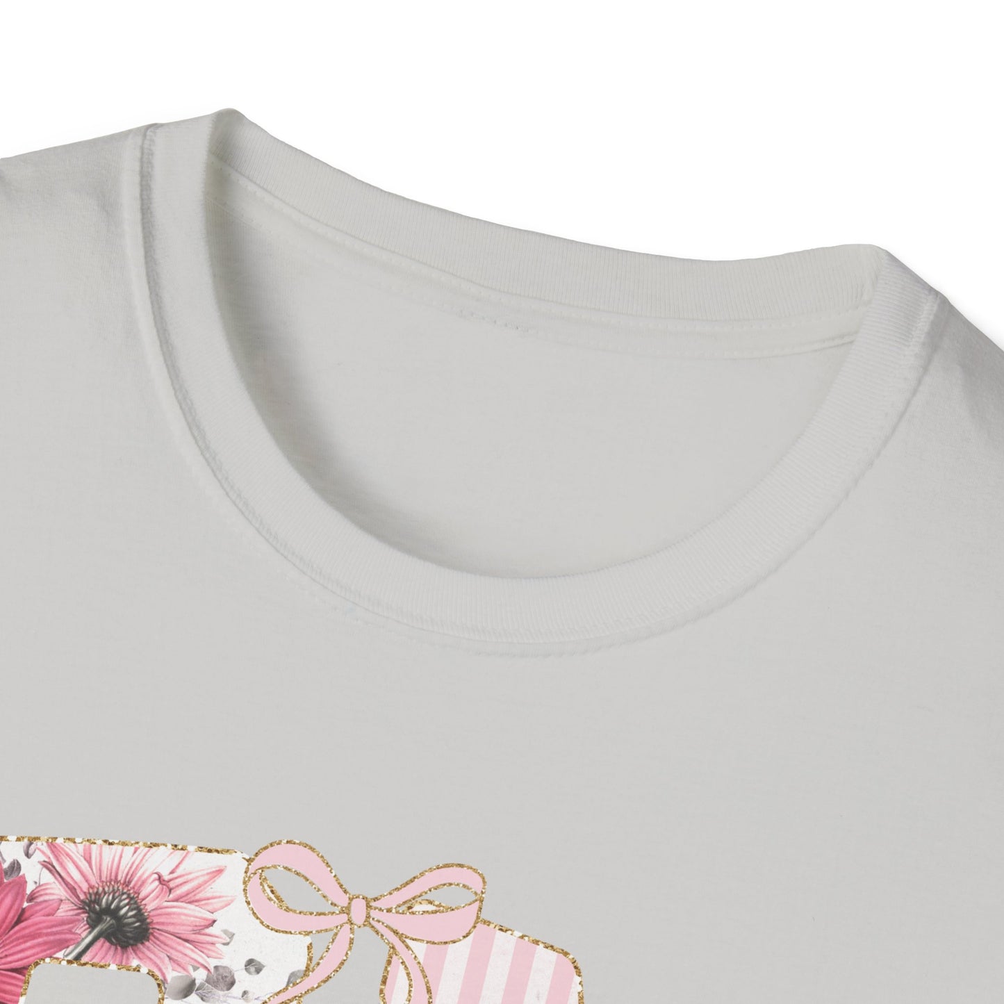 T-Shirt — RN Floral Script Design (Pink Stripes & Roses)