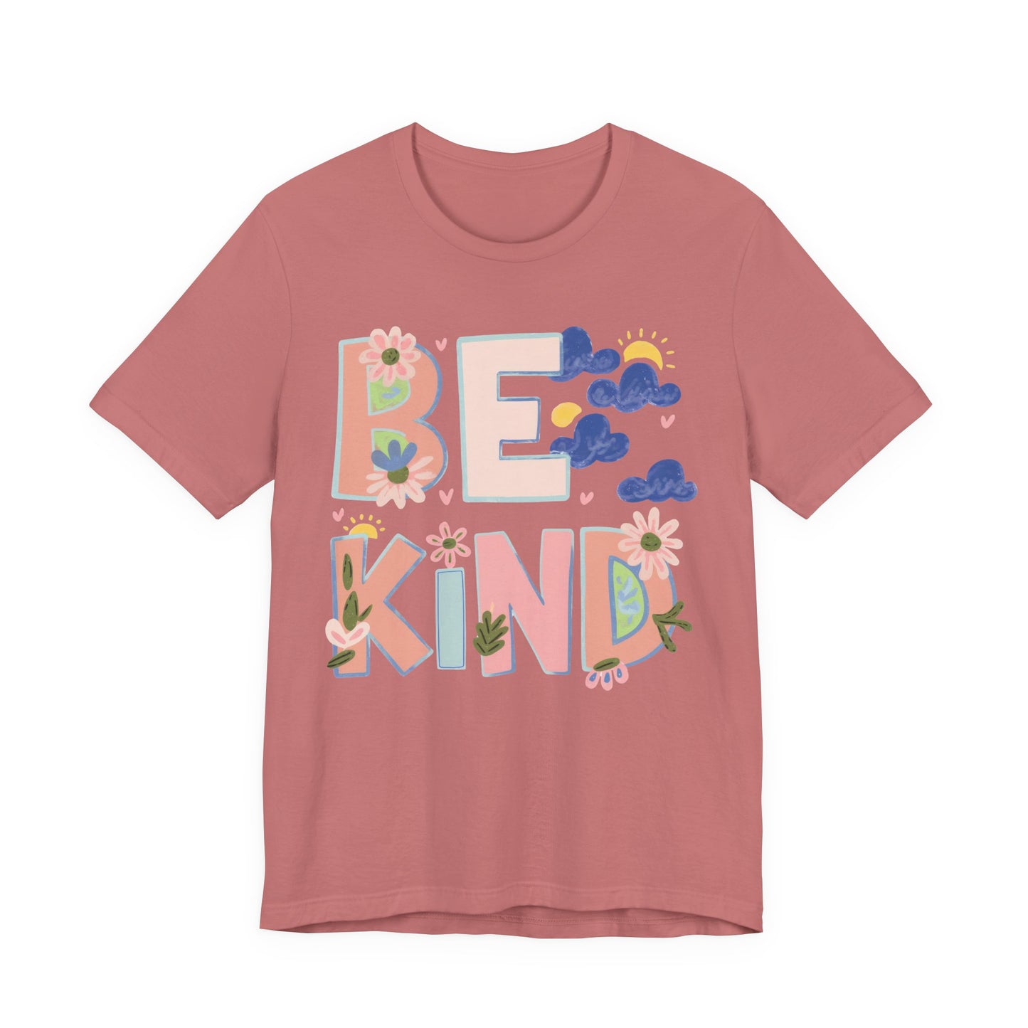 Be Kind Floral Tee — Positive Message Graphic T-Shirt