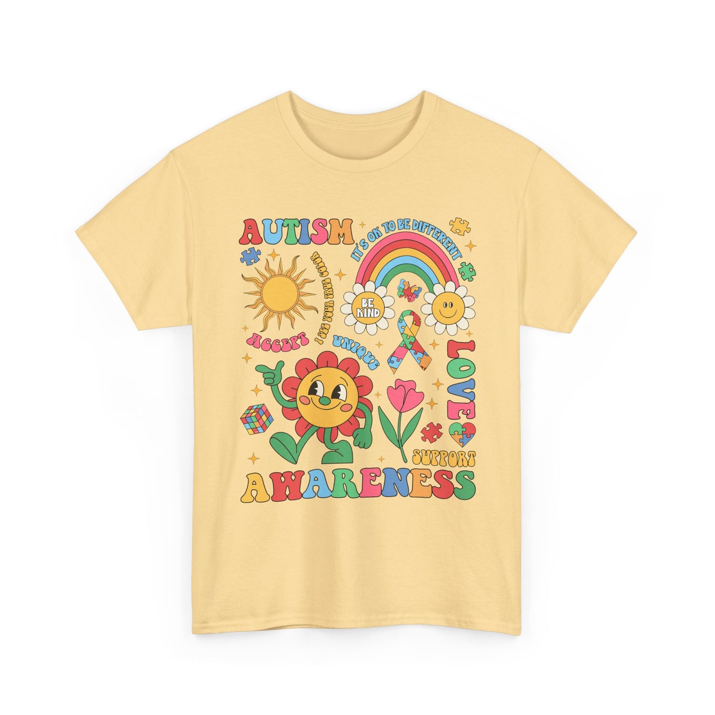 Autism Awareness Rainbow Floral Tee — Love, Support & Awareness T-Shirt