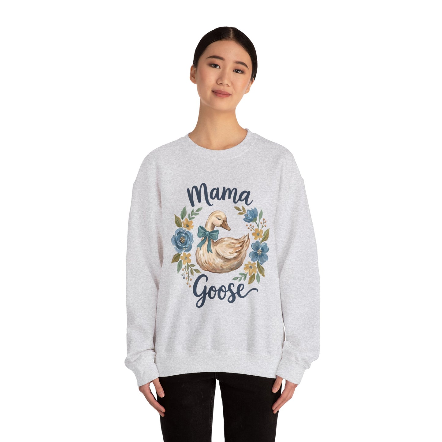 Mama Goose Crewneck Sweatshirt – Floral Duckling Mom Cozy Pullover