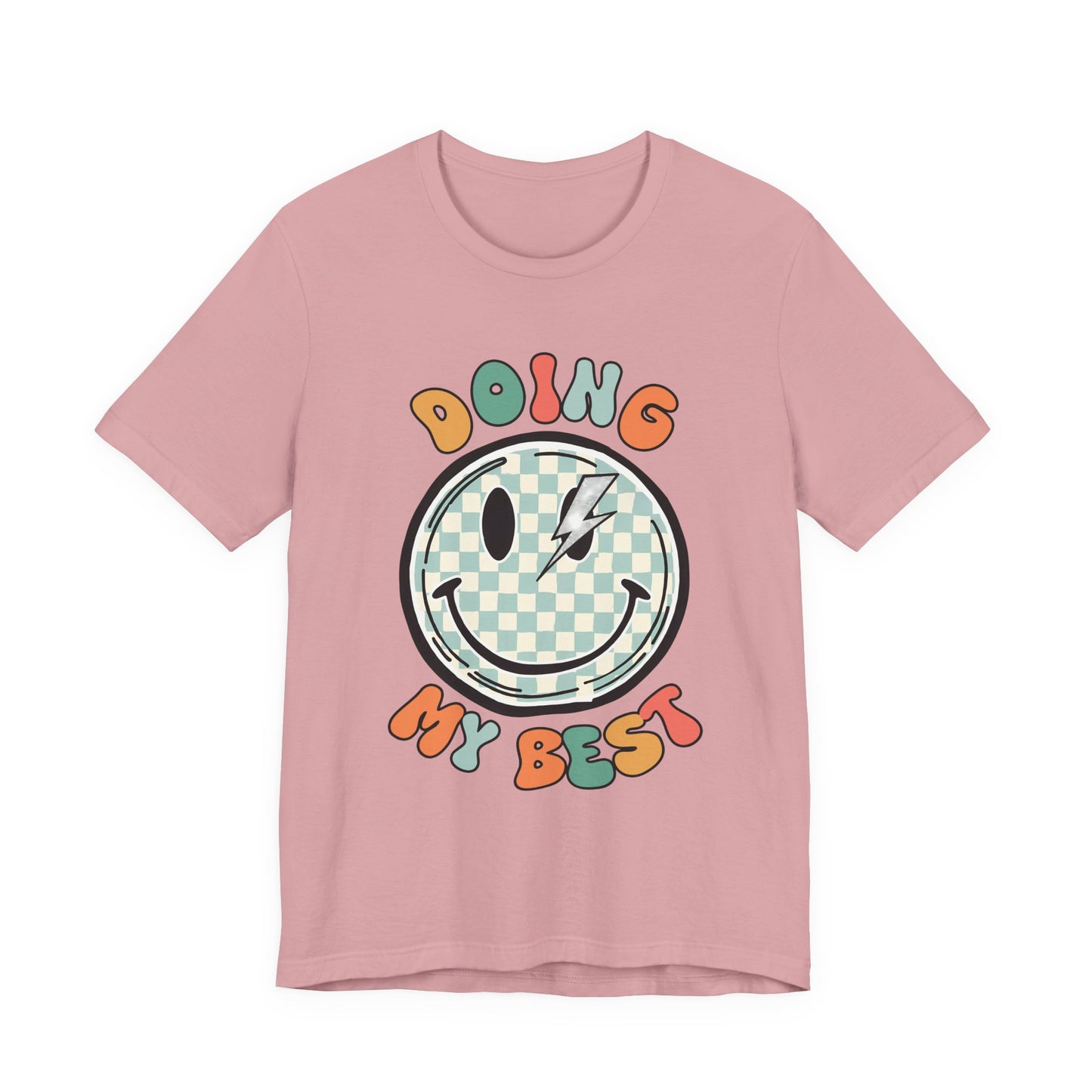 Doing My Best Smiley Tee — Retro Checkerboard Positive Message T‑Shirt