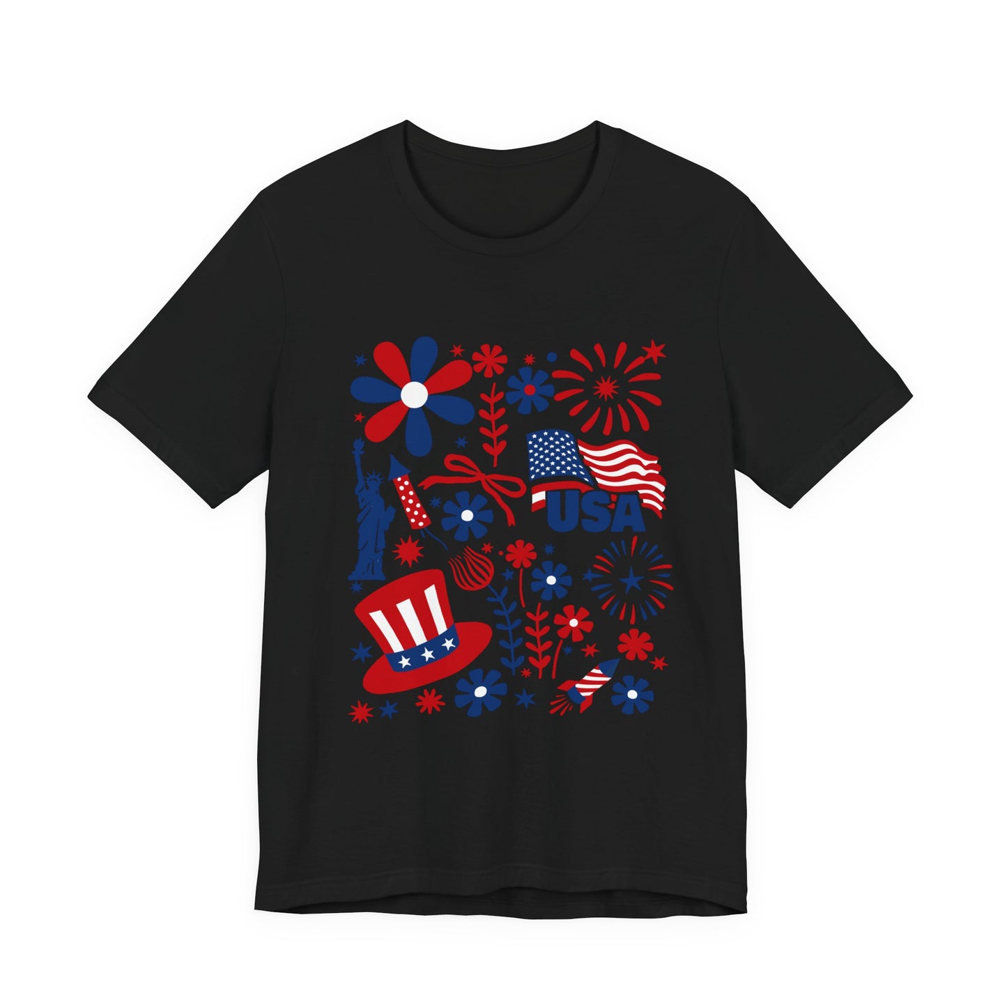 USA Patriotic T-Shirt – Fourth of July Fireworks & Liberty Graphic Tee