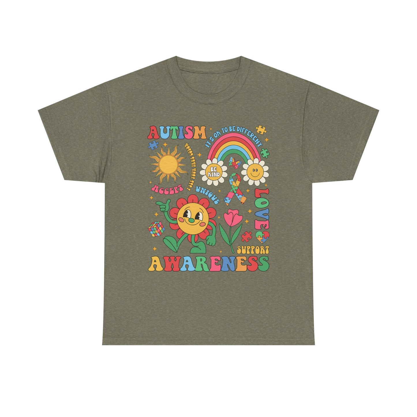 Autism Awareness Rainbow Floral Tee — Love, Support & Awareness T-Shirt