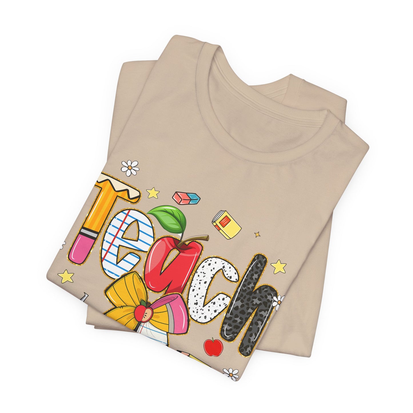 Teacher Floral Pencil Tee - "Teach" Cute School T-Shirt for Educators