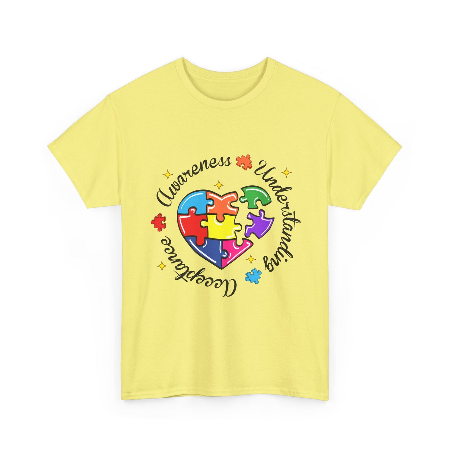 Autism Awareness Puzzle Heart T-Shirt – 'Awareness, Understanding, Acceptance'