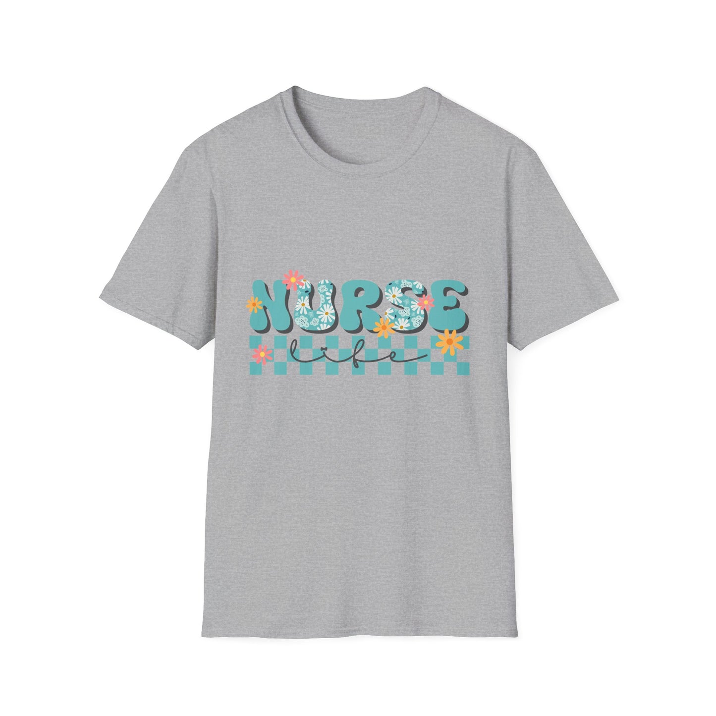 Nurse Floral Checkerboard T-Shirt