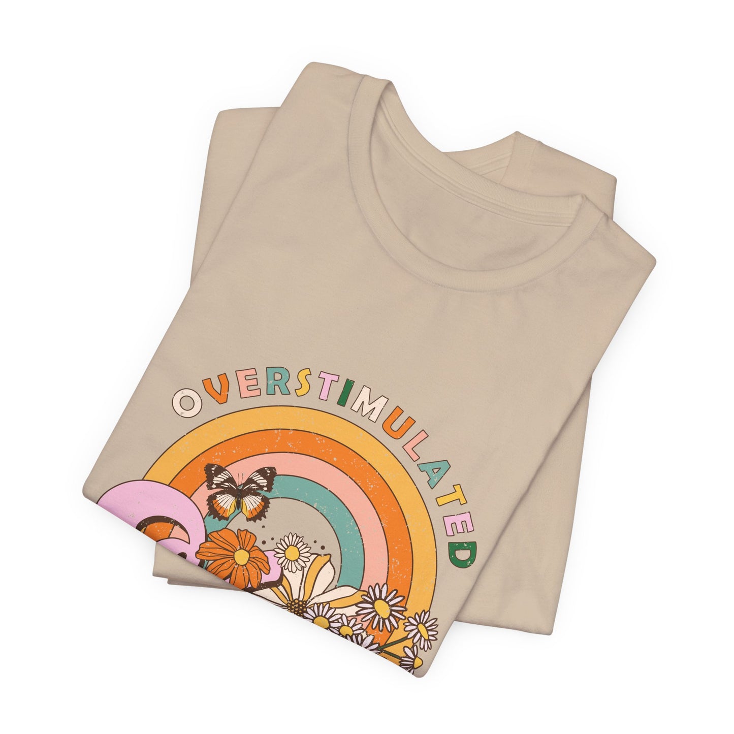 Overstimulated Moms Club Tee — Retro Rainbow Floral Mother's Day Shirt