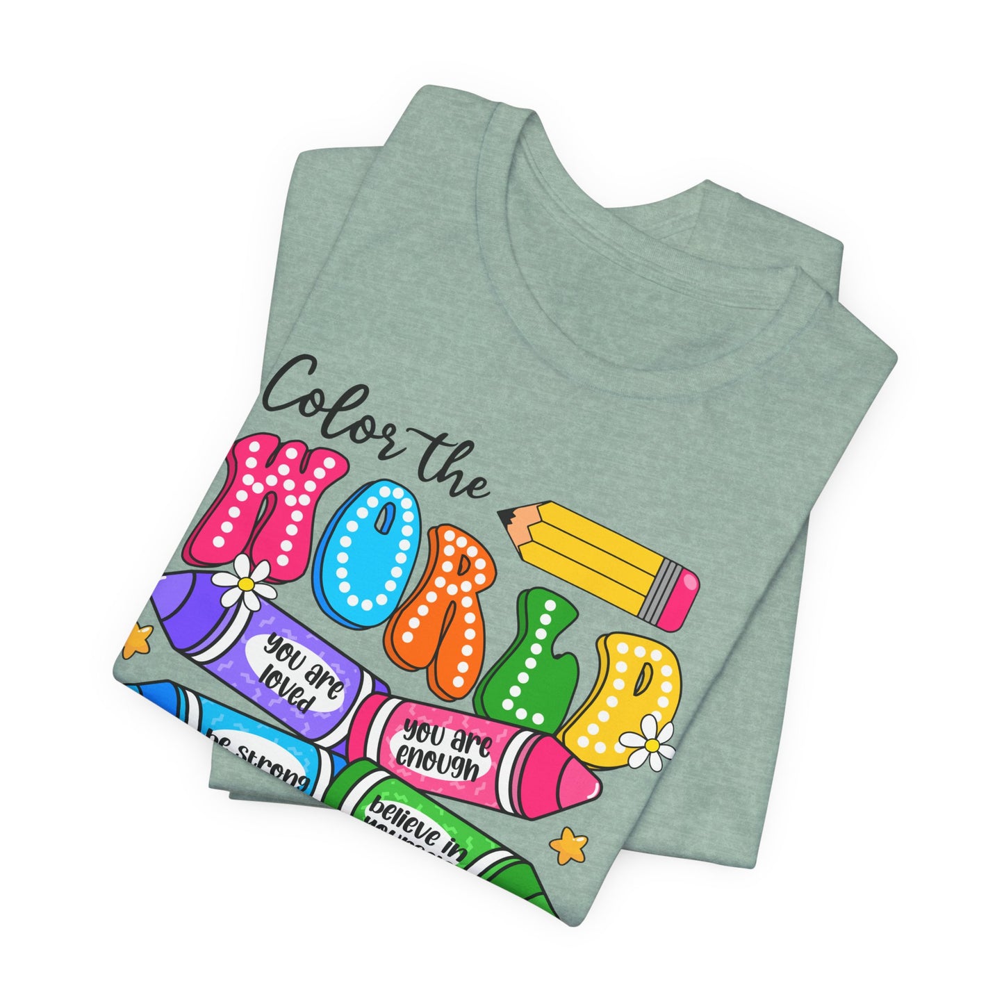 Color the World with Kindness T-Shirt — Kids & Teachers Positive Message Tee