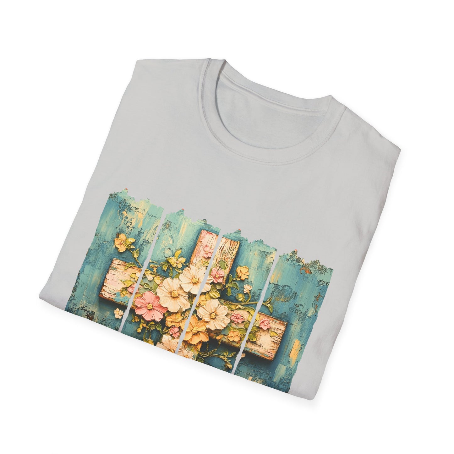 Floral Cross Christian T-Shirt — Faith, Hope & New Life Easter Tee
