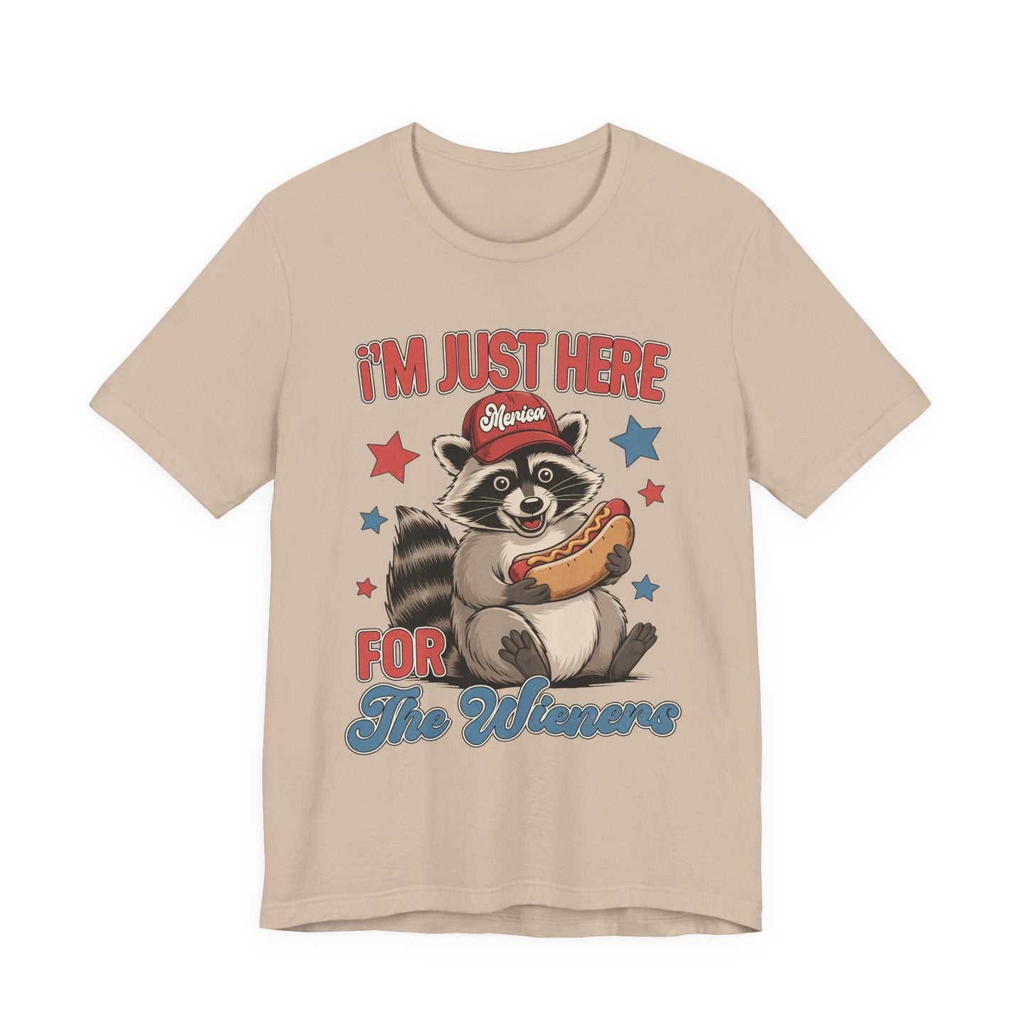 Patriotic Raccoon Hot Dog Tee — “I'm Just Here For The Winans” Graphic T-Shirt