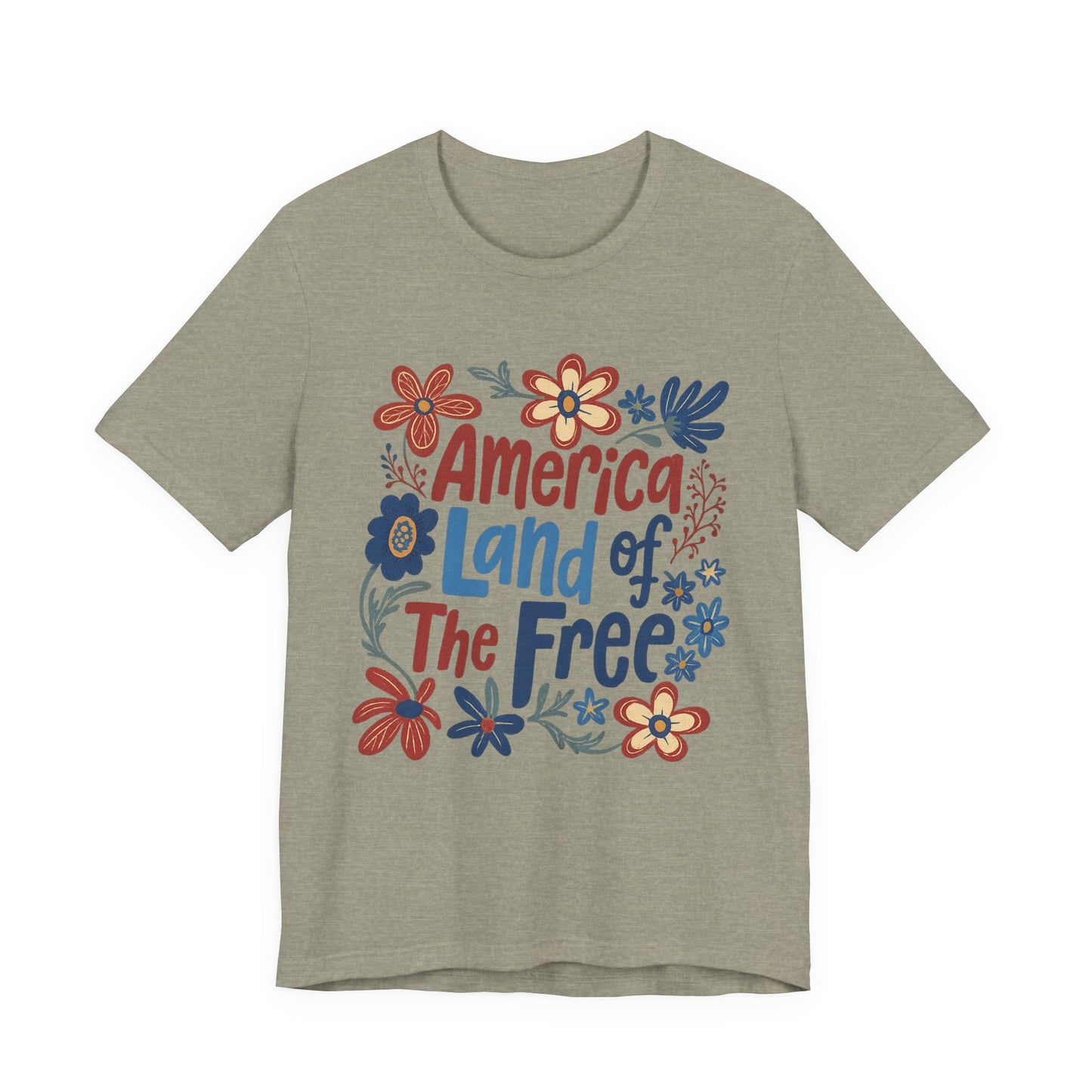 America Land of the Free Tee — Patriotic Floral 4th of July T-Shirt