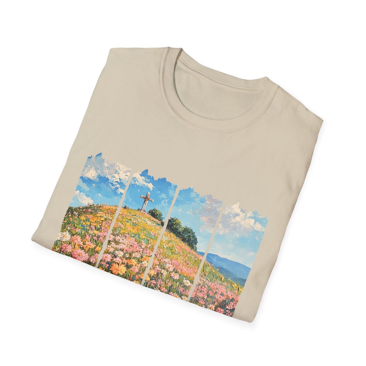 Wildflower Hills Scenic Tee — 'Live in It' Landscape Graphic T-Shirt