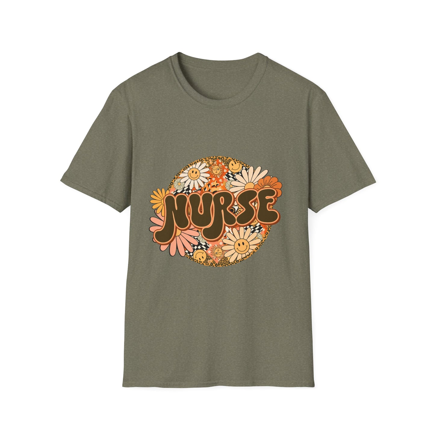 Retro Floral 'Nurse' T-Shirt — 70s Vintage Daisy Design for Nurses