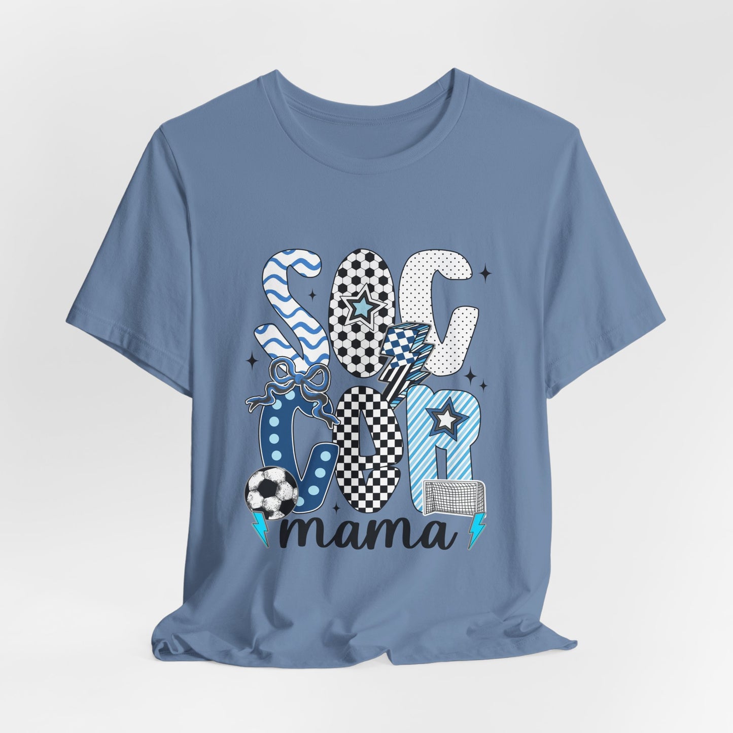 Soccer Mama Graphic Tee — 'Soccer Mama' Blue Patterned Design
