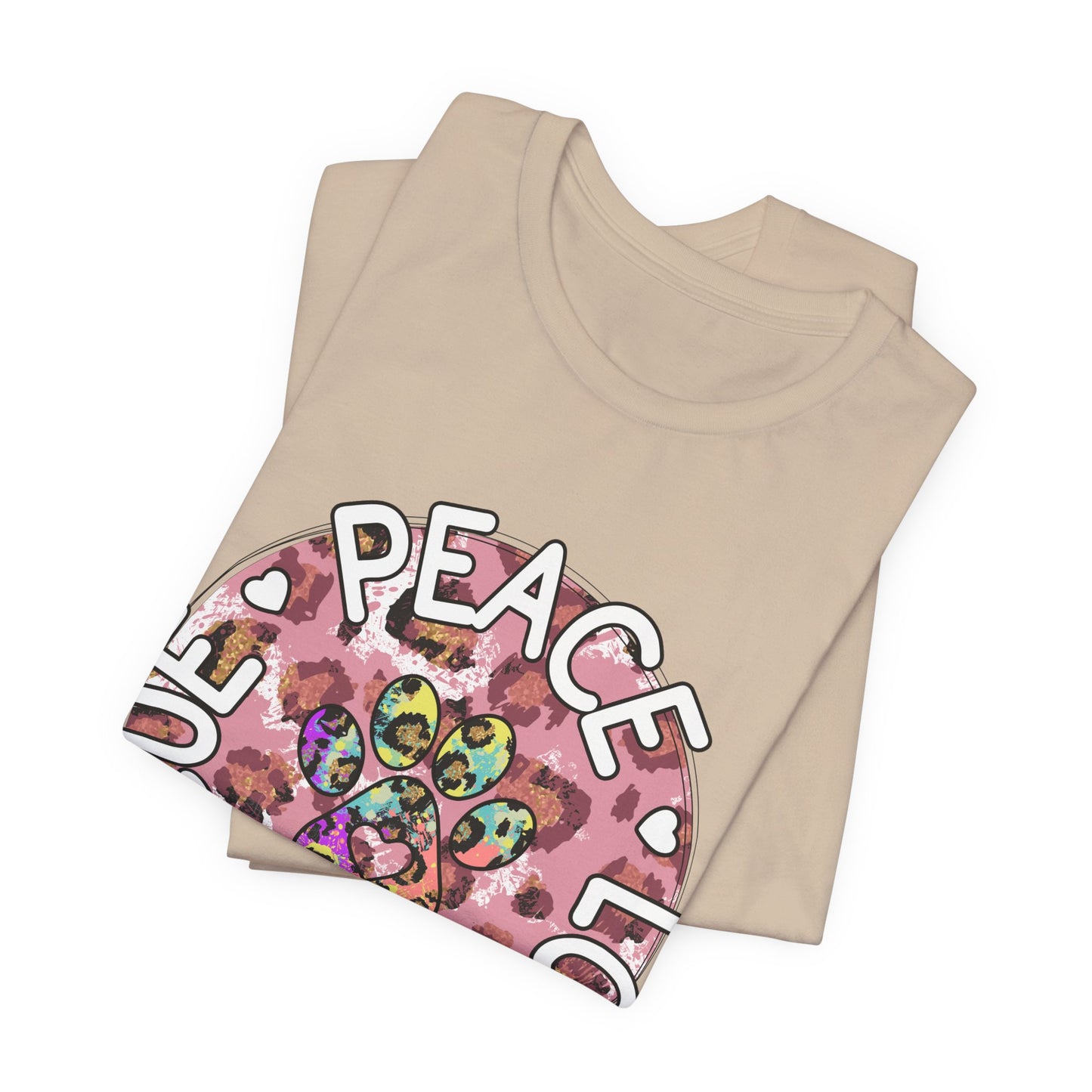 Peace Love Rescue Graphic Tee — Pet Rescue Paw Print Shirt