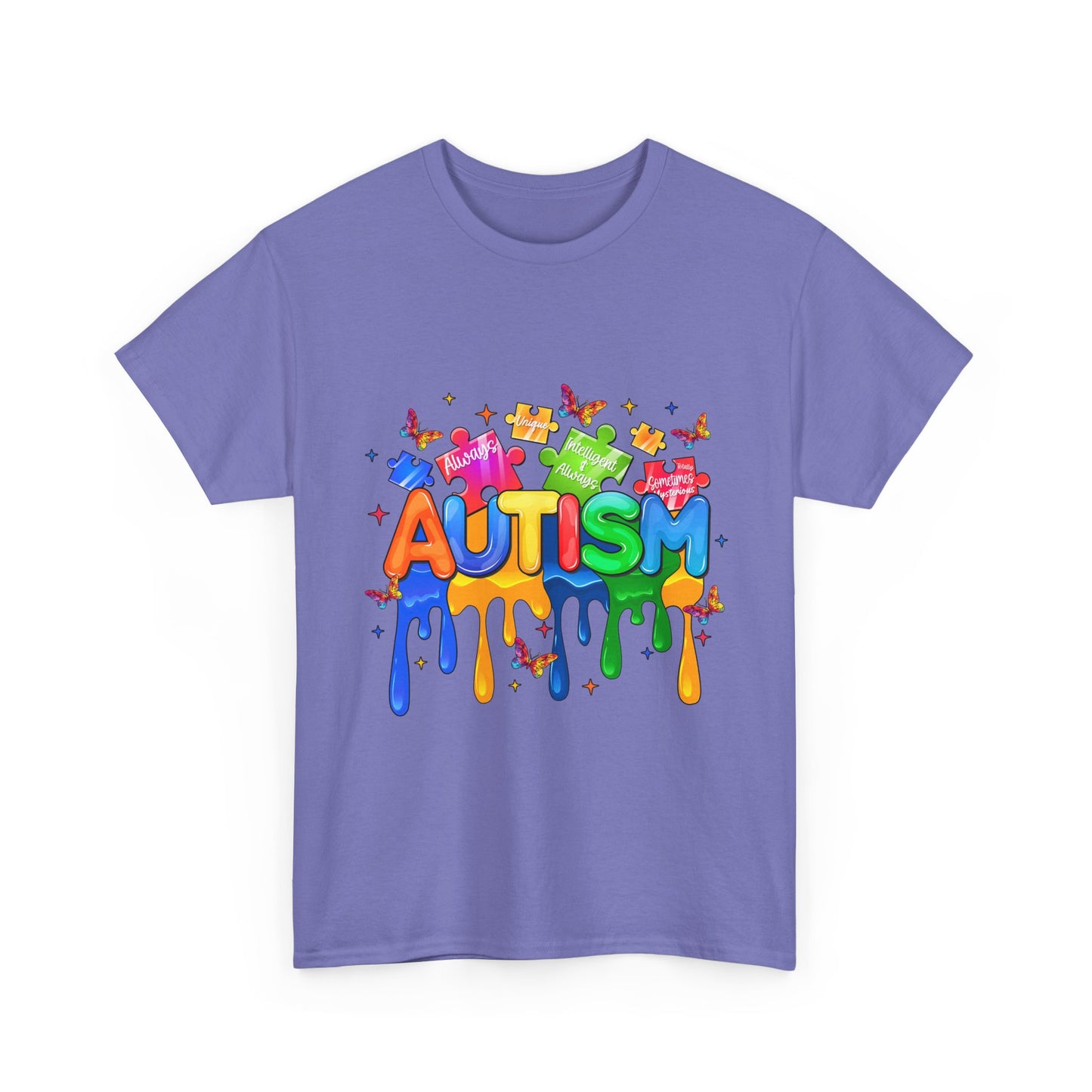 Autism Awareness Puzzle Heart T-Shirt — Colorful Drip Design