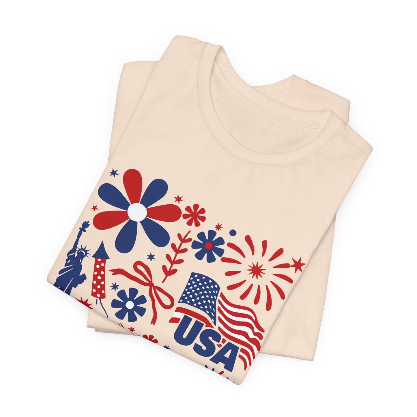 USA Patriotic T-Shirt – Fourth of July Fireworks & Liberty Graphic Tee