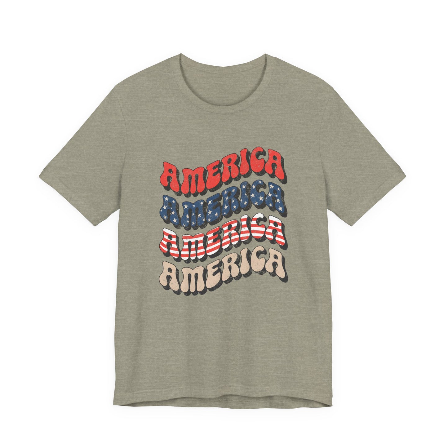 Patriotic "America" Retro Wave T-Shirt