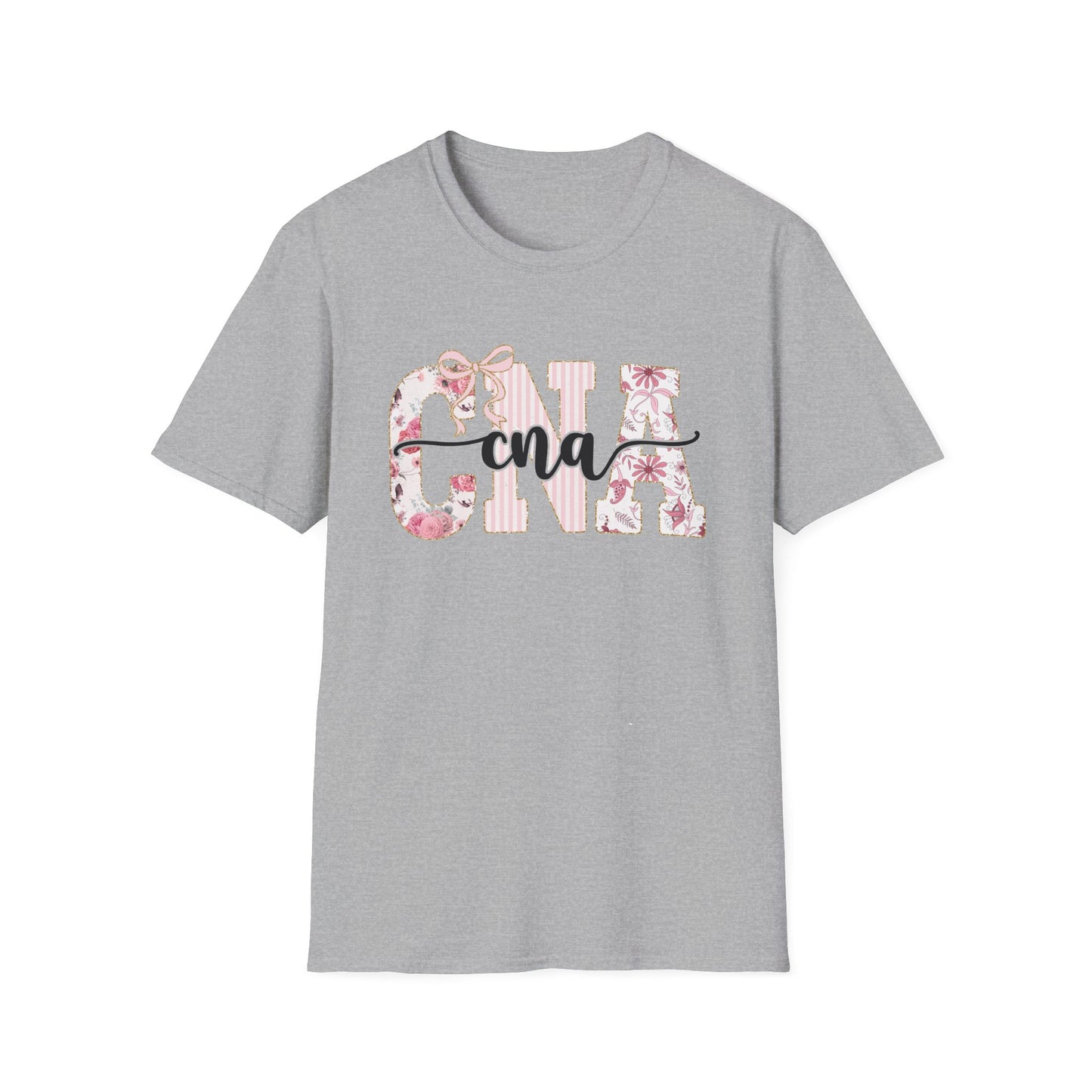 CNA Floral Monogram T-Shirt — Nurse CNA Gift, Pink Floral CNA Tee