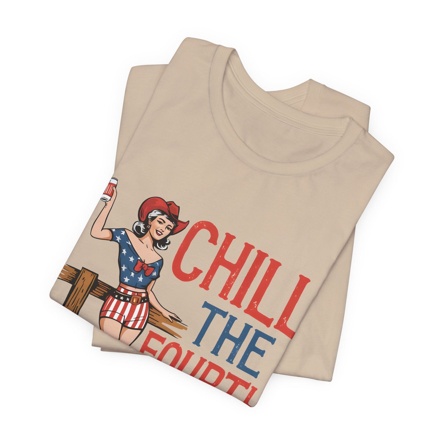 Fourth of July Tee - "Chill the Fourth Out" Vintage Pinup Patriotic Shirt