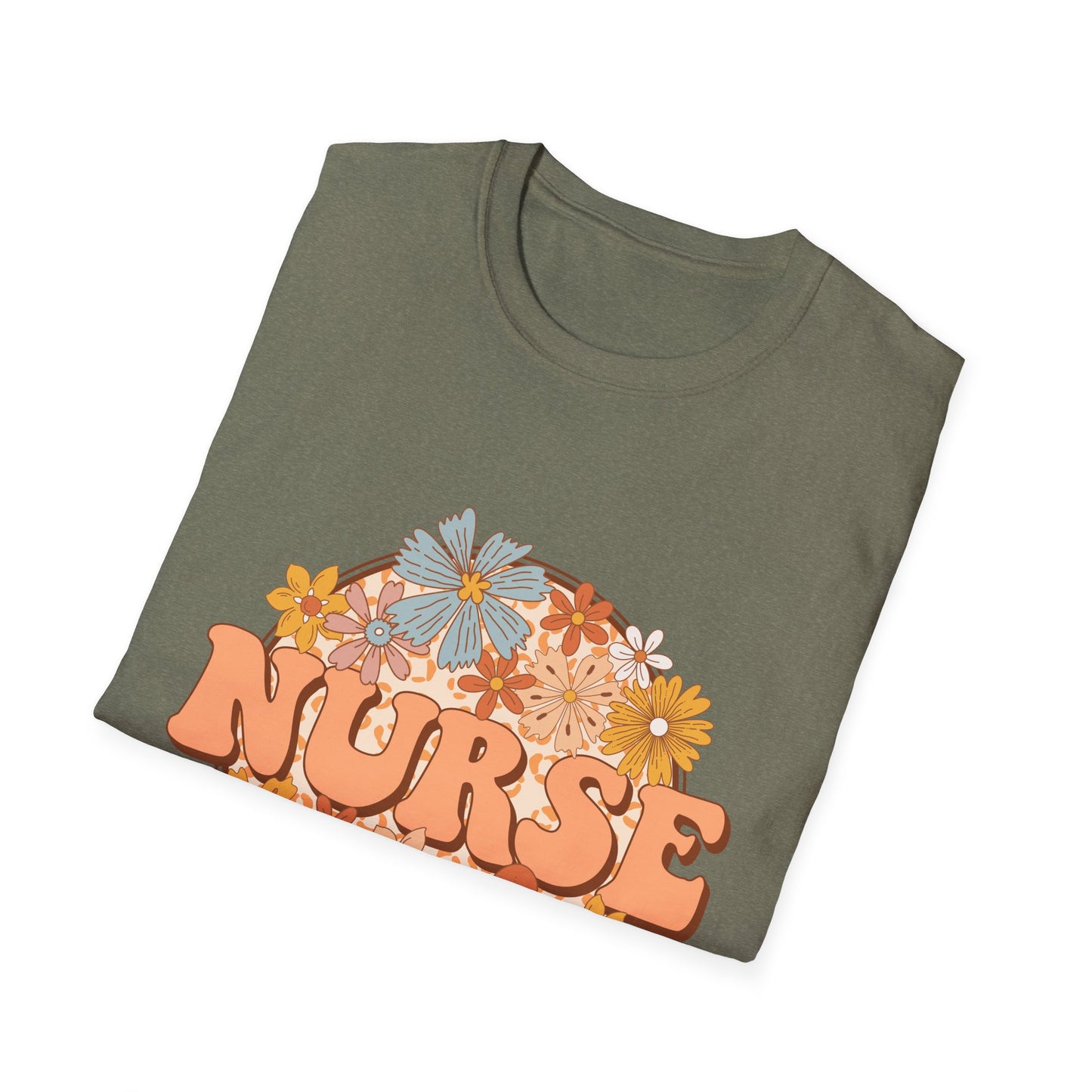 Nurse Floral Retro Tee — "NURSE" Vintage Flower Graphic T-Shirt