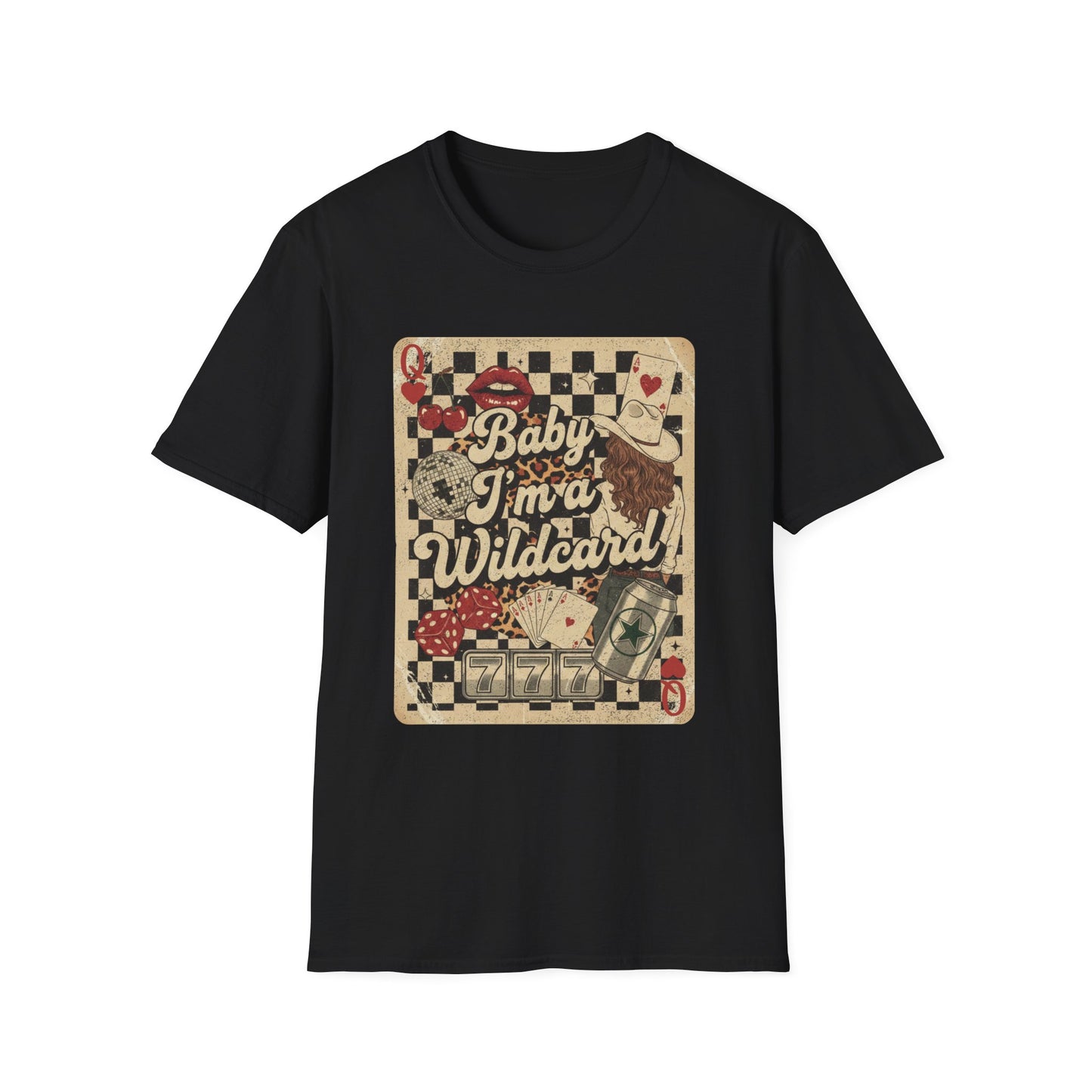 Wildcard Vintage Playing Card T-Shirt — “Baby I’m a Wildcard” Retro Casino Tee