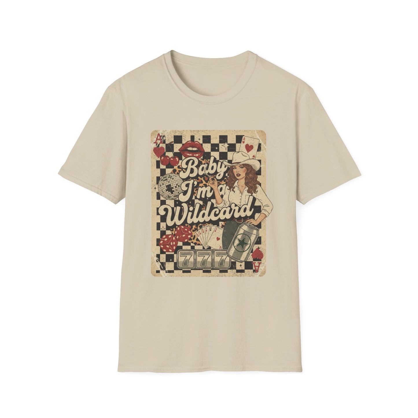 Wildcard Casino Graphic T-Shirt — "Baby I’m a Wildcard" Retro Pinup Tee