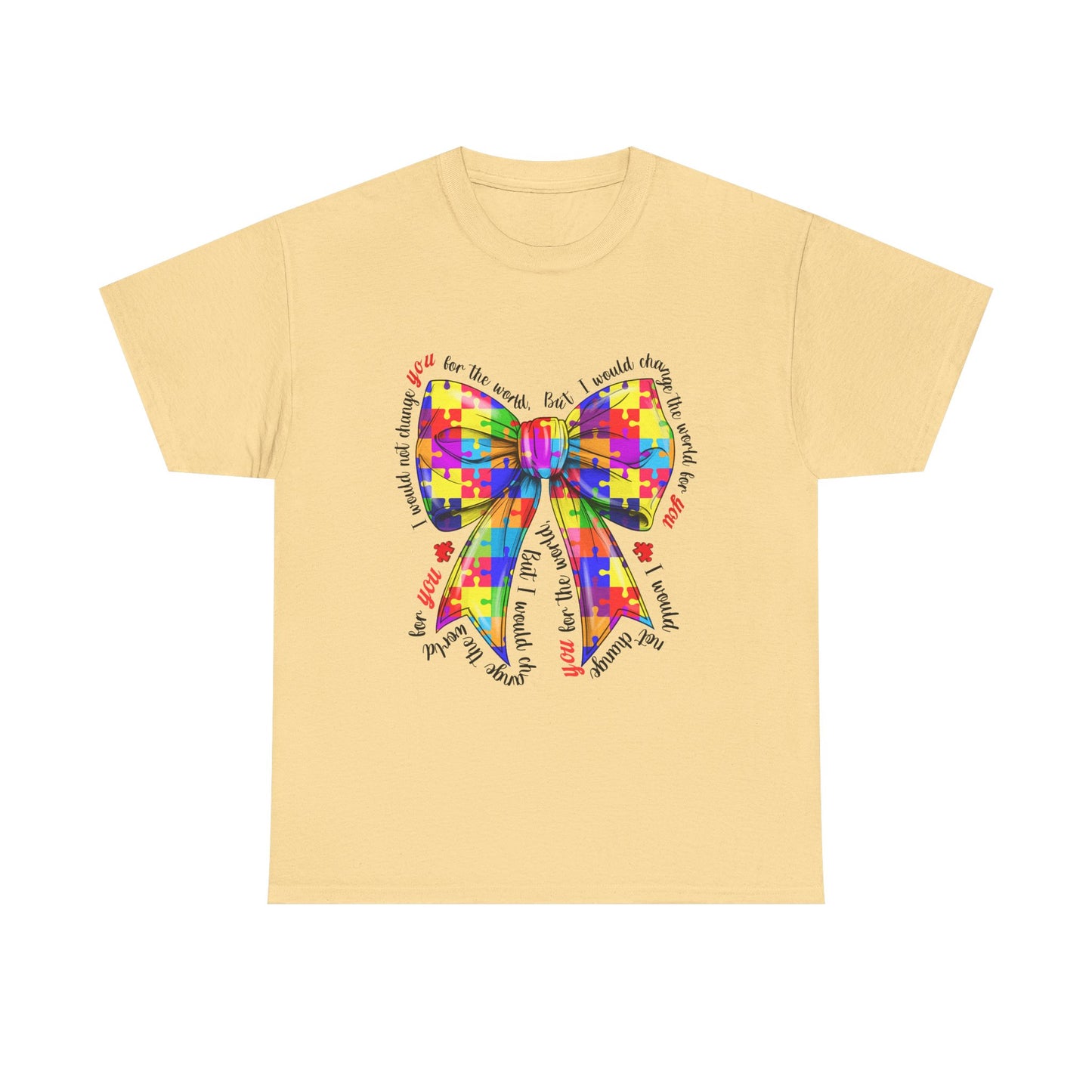 Autism Puzzle Ribbon Tee — Colorful Awareness Bow Shirt