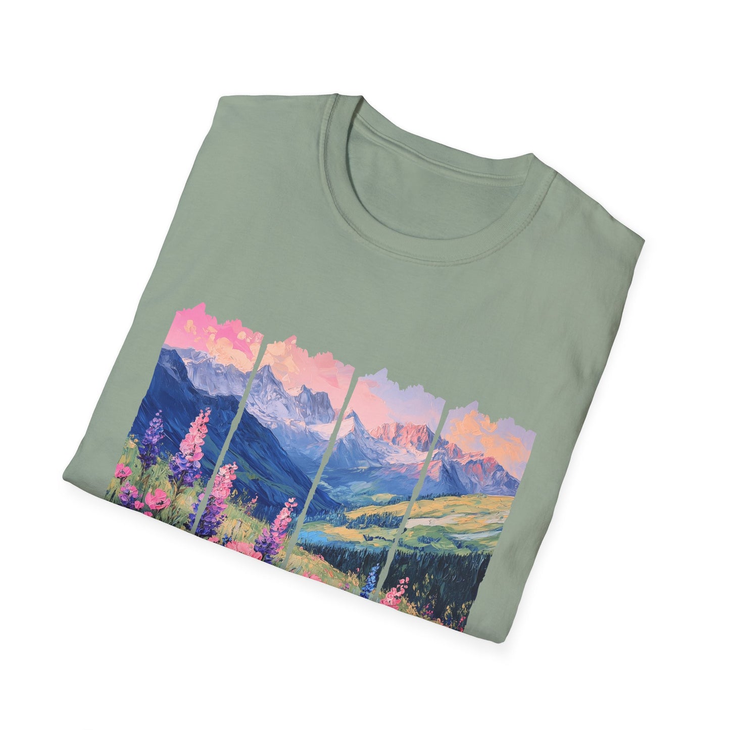Mountain Wildflower T-Shirt — Scenic Sunrise Landscape Tee