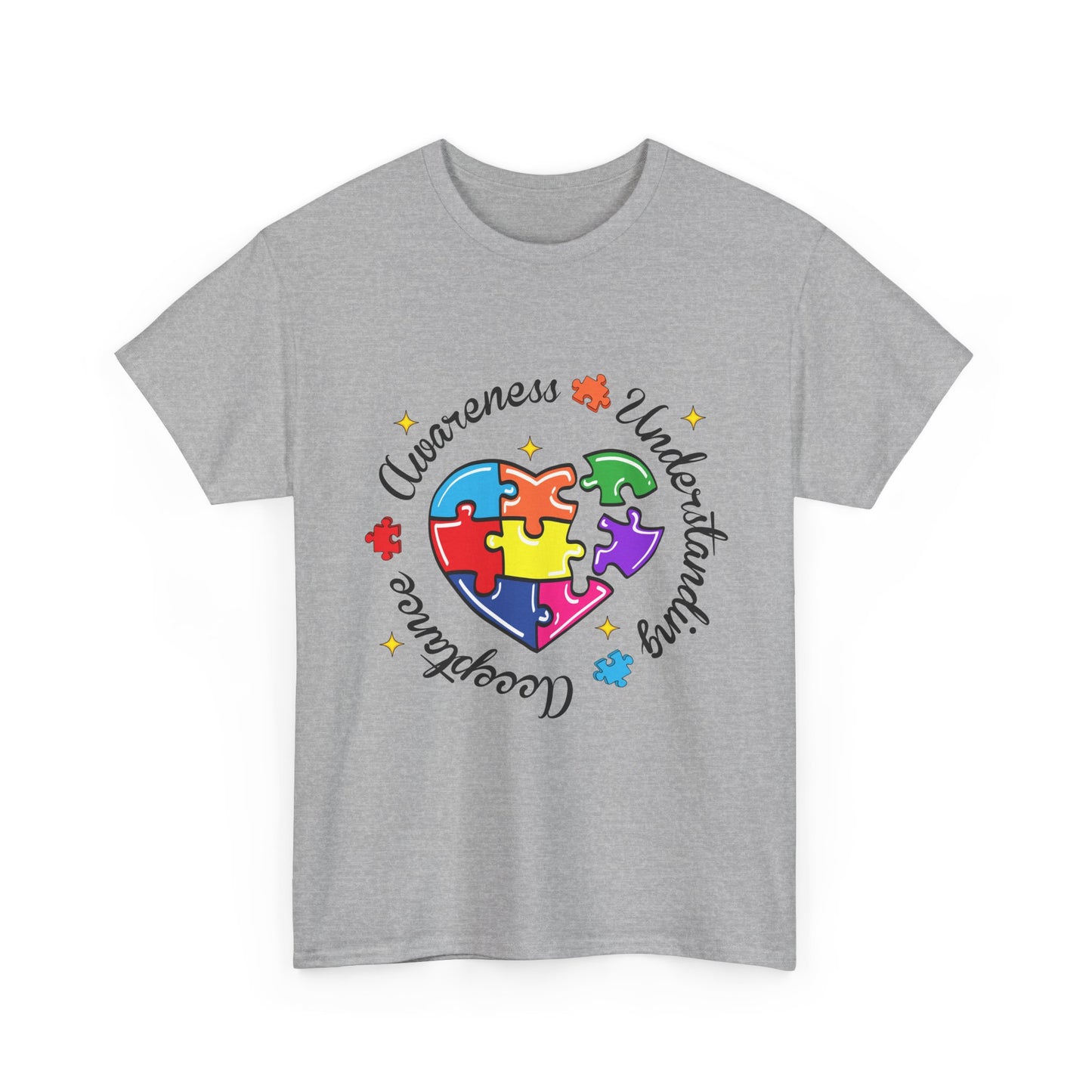 Autism Awareness Puzzle Heart T-Shirt – 'Awareness, Understanding, Acceptance'