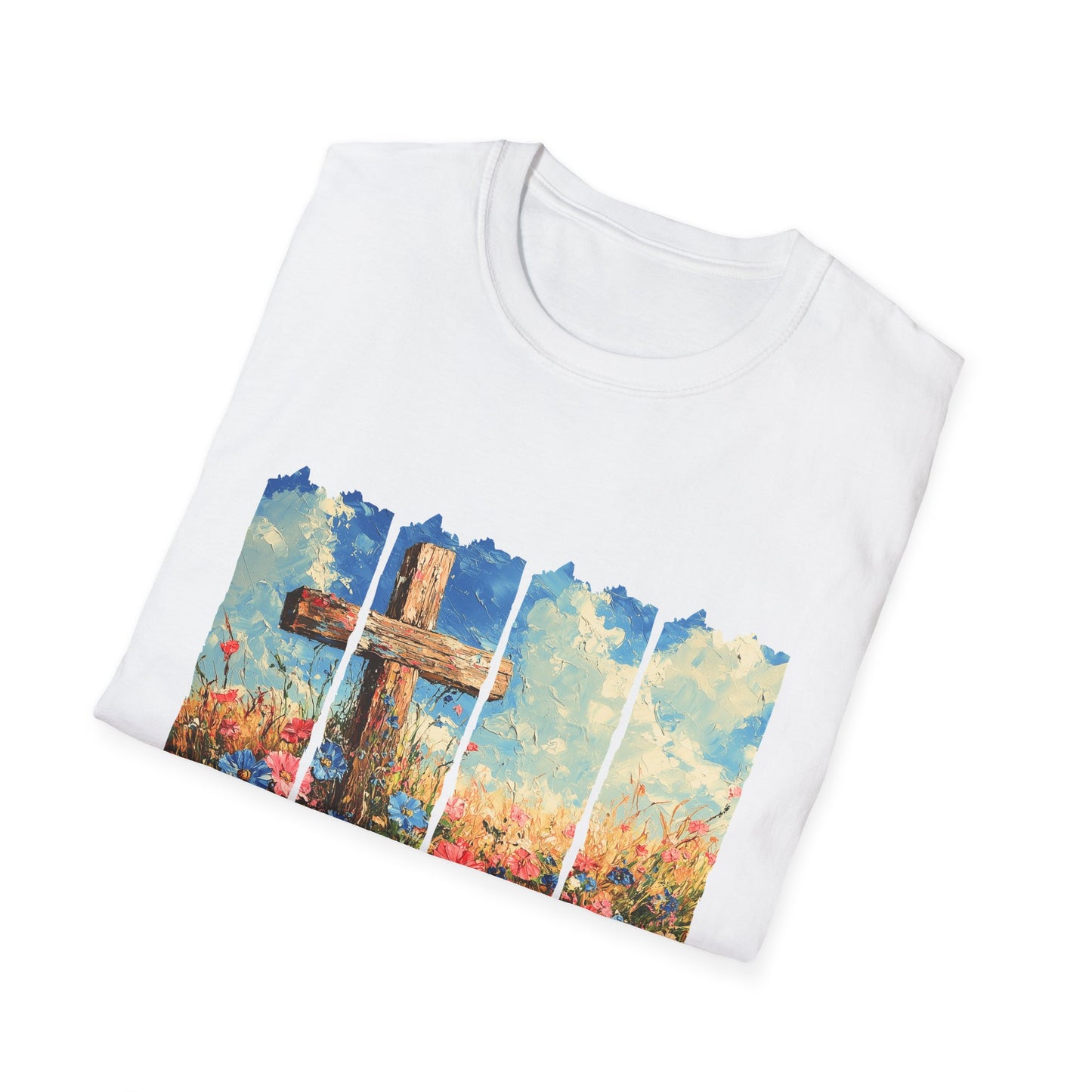 Cross and Flowers T-Shirt – Christian Faith Floral Graphic Tee (Acts 2:37)