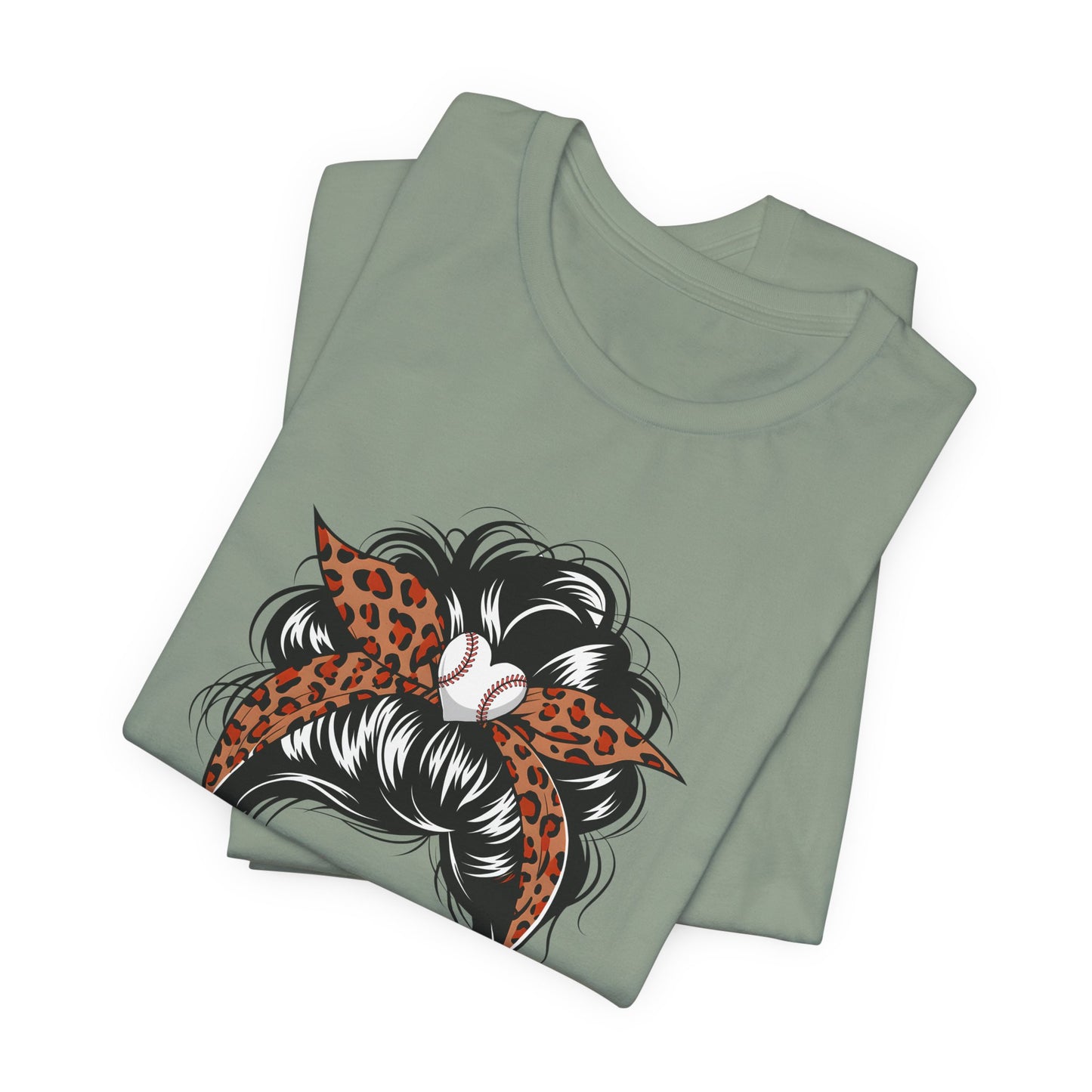 Baseball Mom Graphic Tee — Leopard Hairbow, Sunnies & "Baseball Mom" Text
