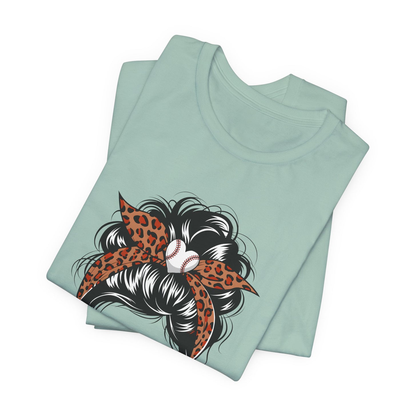 Baseball Mom Graphic Tee — Leopard Hairbow, Sunnies & "Baseball Mom" Text