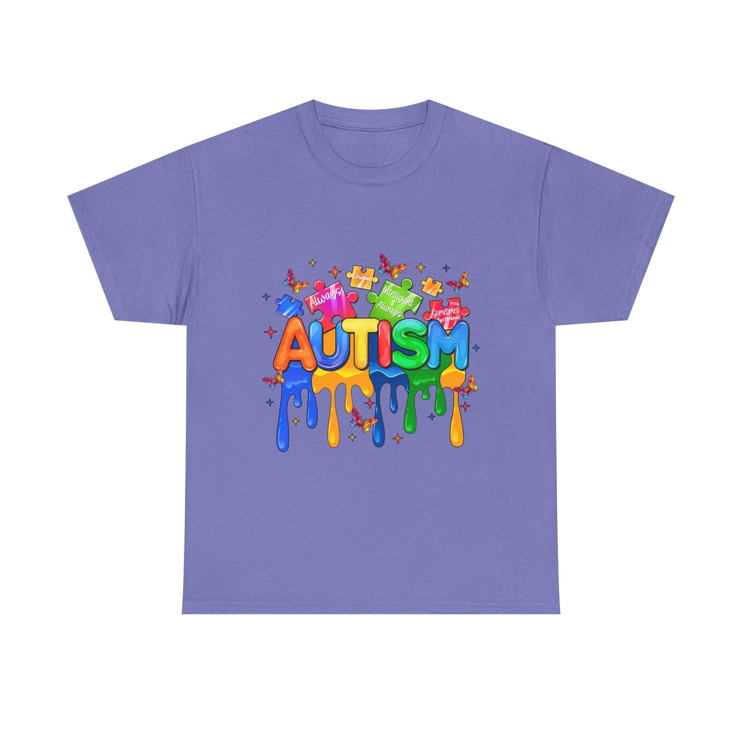 Autism Awareness Puzzle Heart T-Shirt — Colorful Drip Design