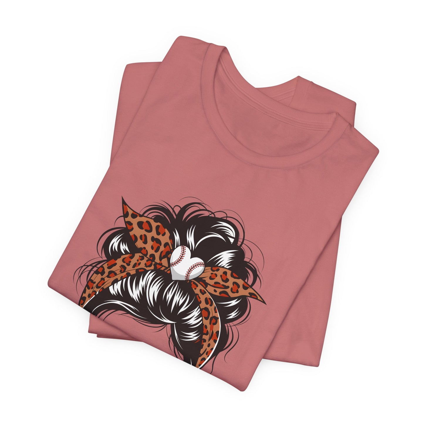 Baseball Mom Graphic Tee — Leopard Hairbow, Sunnies & "Baseball Mom" Text