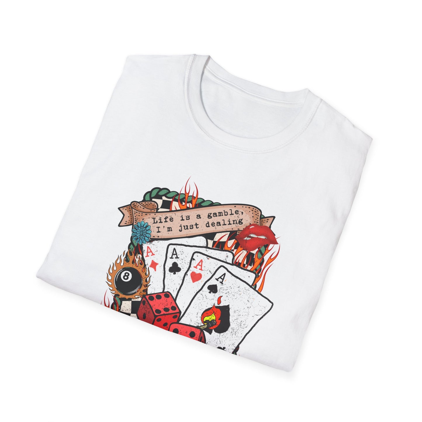 Casino Night Graphic T-Shirt — Aces, Dice & Retro Gaming Design