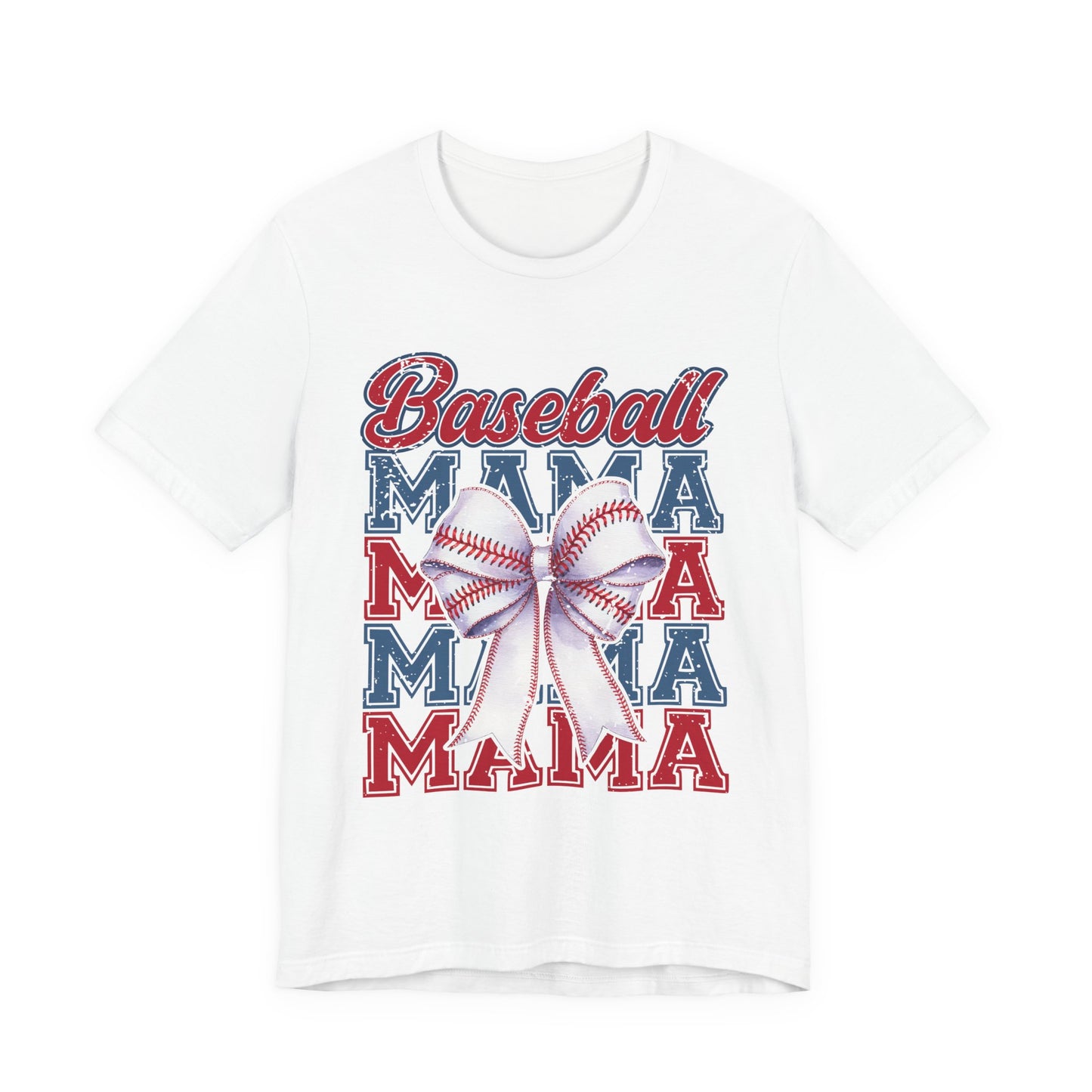 Baseball Mama Tee – Patriotic Bow Soft Cotton T‑Shirt for Baseball Moms